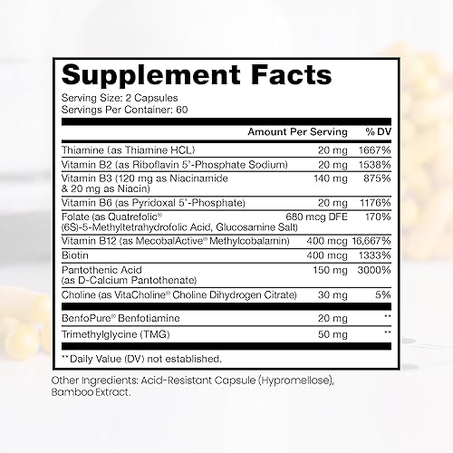 Miniatura 2 de Pure Therapro Rx Vitaminas B metiladas para hombres y mujeres, fabricadas en Estados Unidos, suministro de 2 meses | Vitaminas activas del complejo