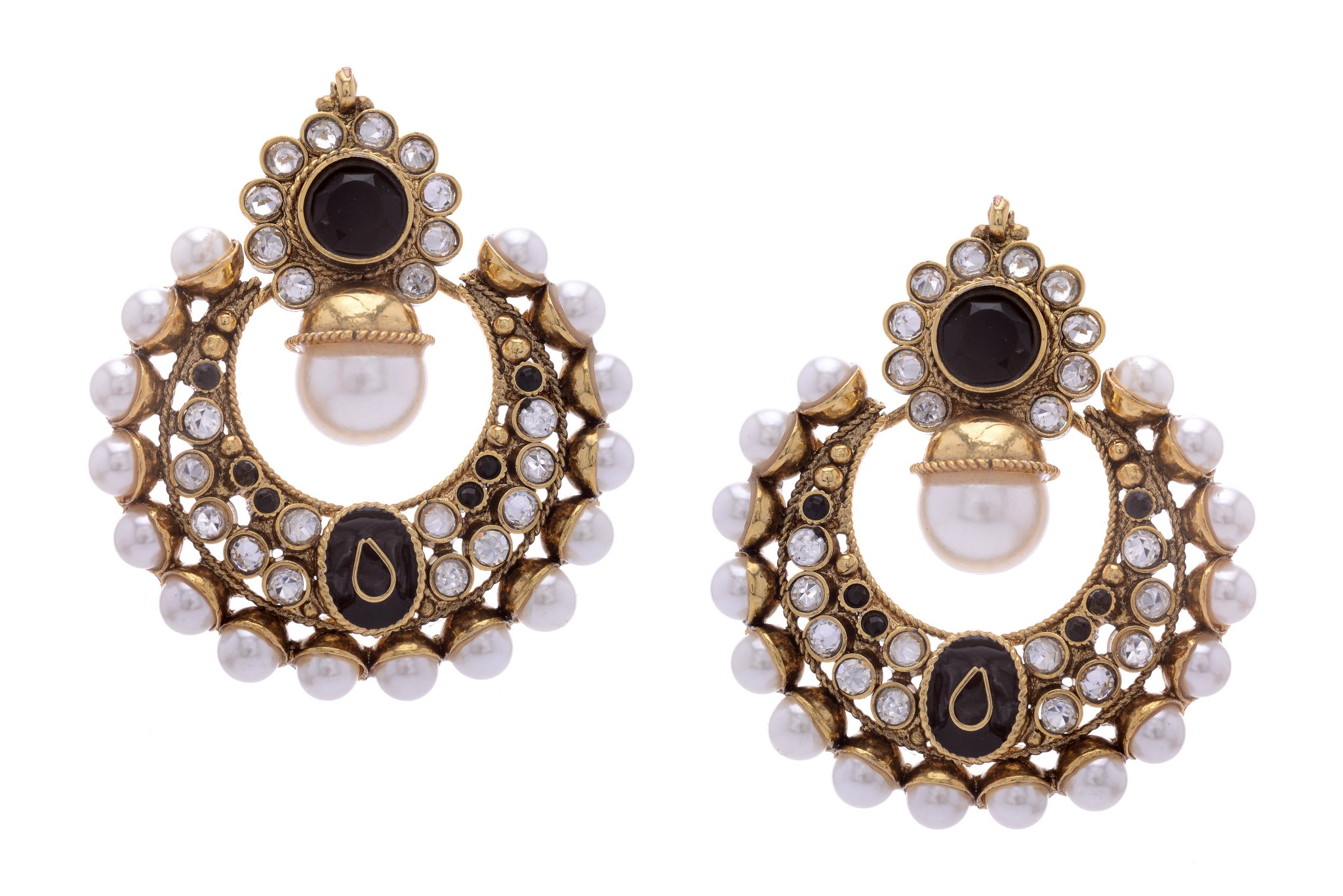 Hyderabad Jewels Fashion Earring Round shaped with Semi precious Black stones-ATGOL1236 (B00GJQ3GSM) Amazon Price History, Amazon Price Tracker
