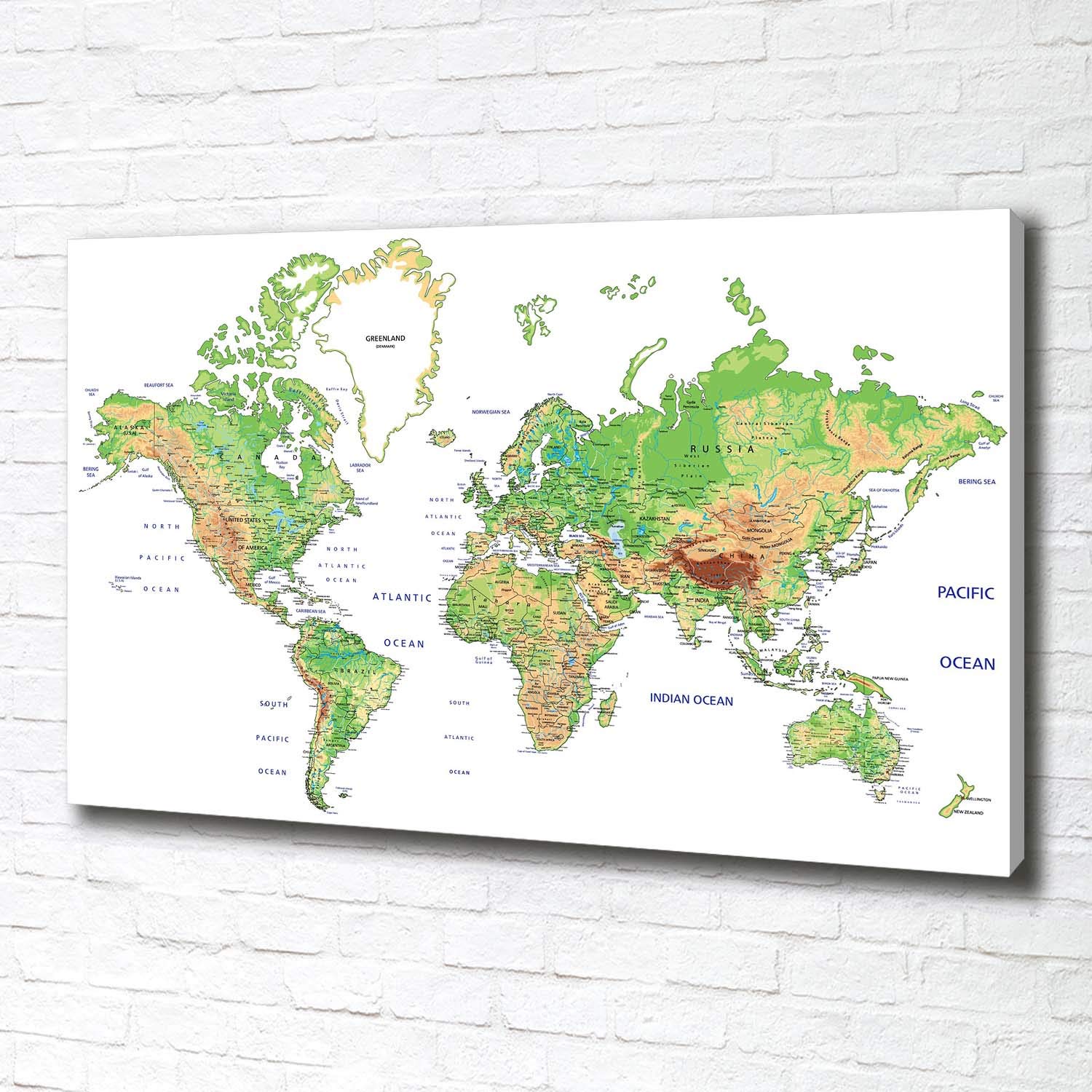 Tulup Obraz na płótnie - 100x70cm - Wydruk na Ścianę do Salonu Kuchni Kanwa Canvas Zdjęcie - Mapa świata