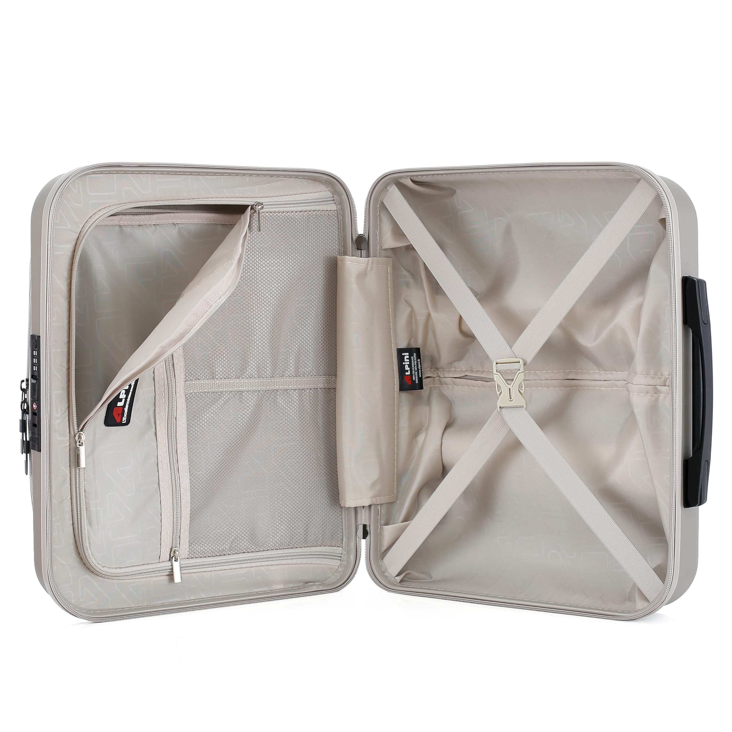 ALPINI Valigia Cabina caso B-Pilot-R a 8 ruote, con presa USB per ricarica integrata, compatibile per PC, Champagne (Gold), cabine 42.5x20x44cm -31L, B-PILOT-R