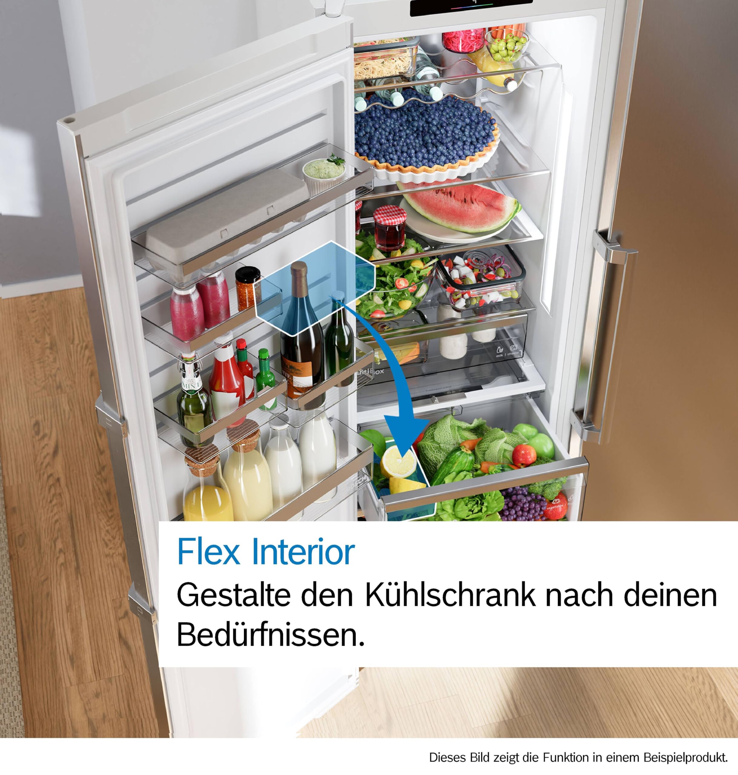 Bosch Serie 4 Smarter Freistehender Kühlschrank 186.2 x 59.5 cm KSN36VCCG | NoFrost nie wieder abtauen, 402 L Volumen, VitaFresh XXL 0 °C Zone für lange Frische, LED-Beleuchtung, MultiAirflow-System