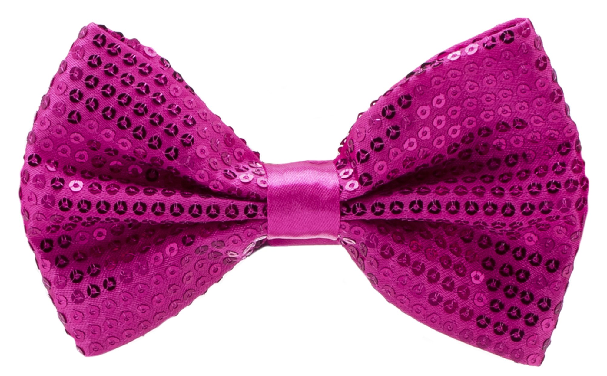 Man Of Men Men's Hot Pink Sequin Bow Ties For - Pre-Tied Adjustable Length Bowtie, Many Colors To Choose From, One Size Fits Most