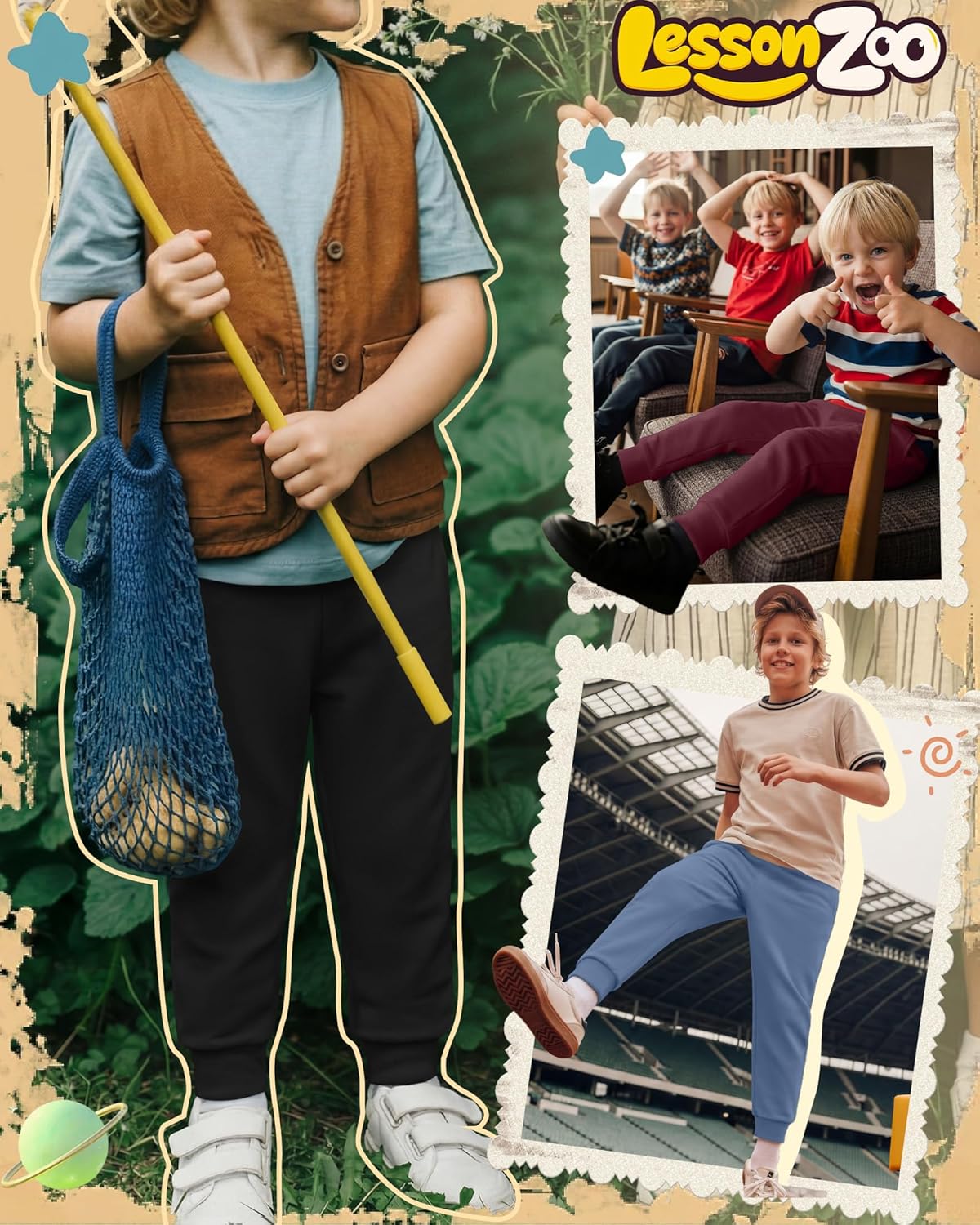 5 Pack Boys Sweatpants Kids Active Jogger Youth Casual Athletic Pants Lightweight Soft Sweat Pants with Pocket - Image 4