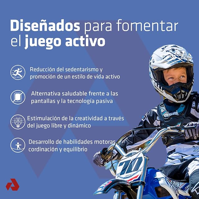 Foto 5 de 8 de INJUSA - Moto Cross Blue Fighter 24V para Niños +6 Años con Ruedas Hinchables Llantas Metálicas Velocidad…