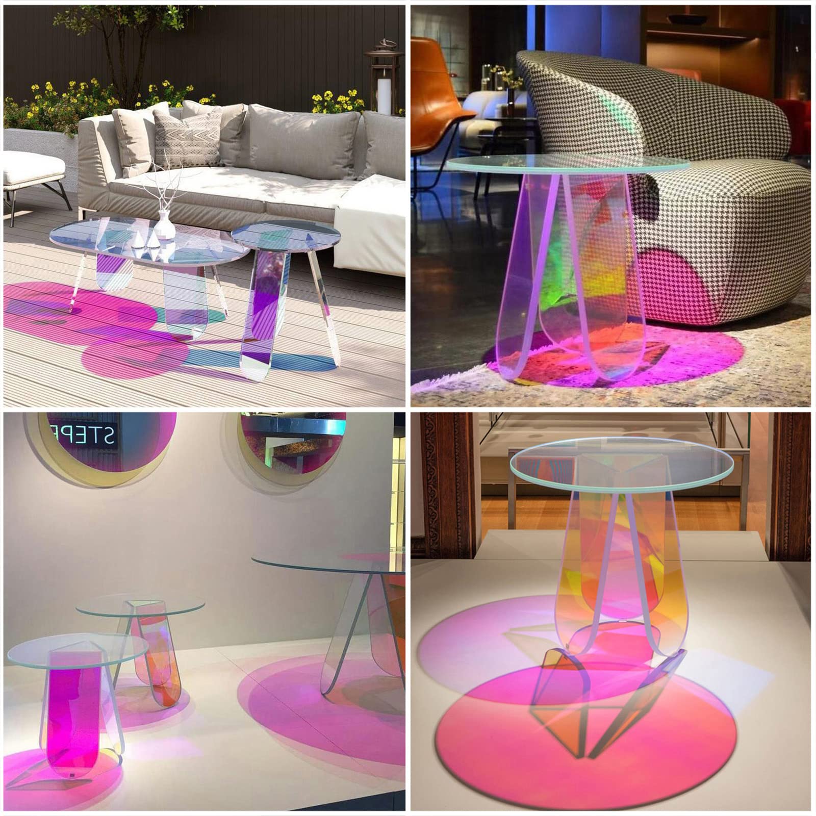 サイドテーブル クリア レインボー 省スペース 円形 おしゃれ かわいい  