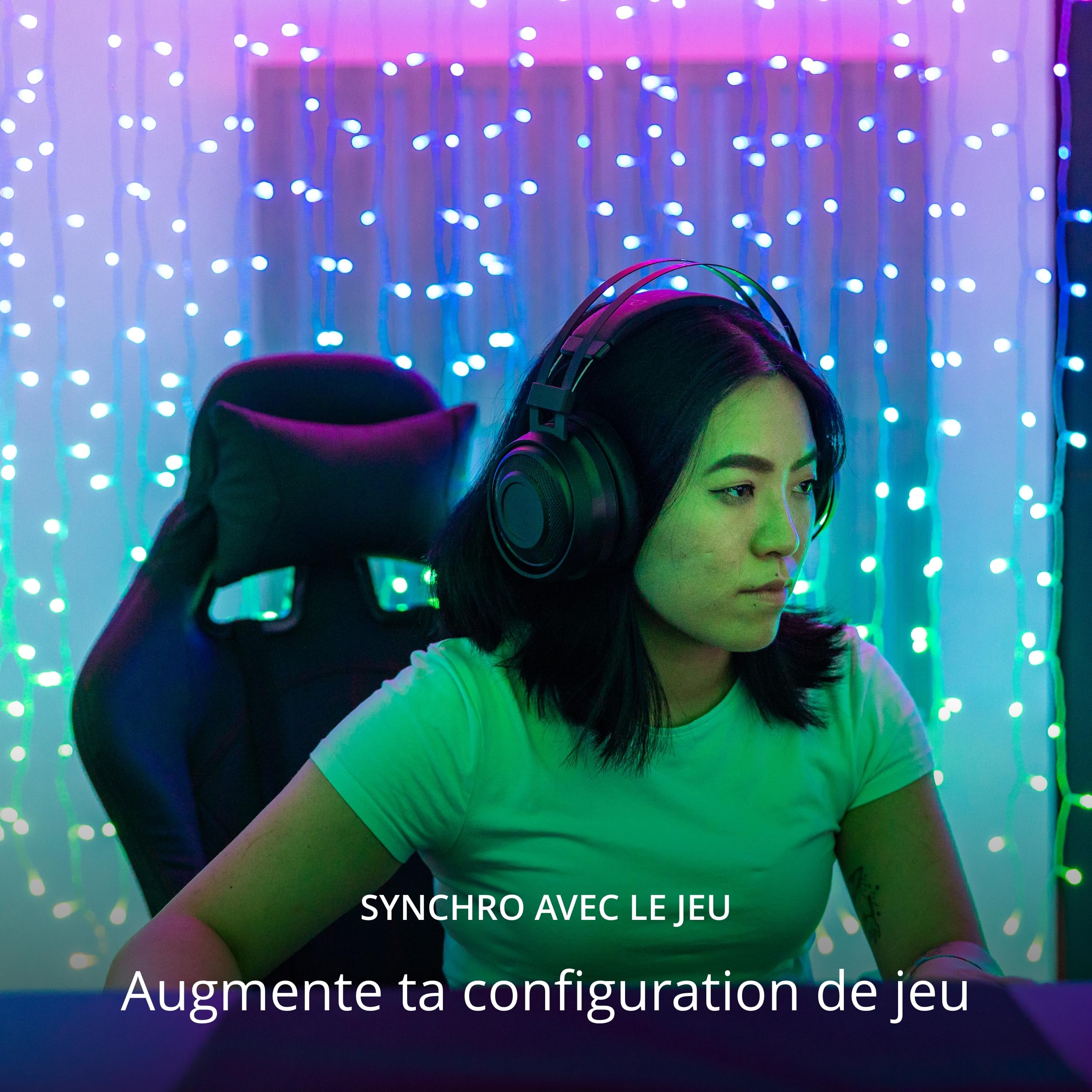 Twinkly Curtain 210 LED RGB+Blanc, Guirlande LED Extérieure et Intérieure, Lumières Smart RGB et Blanc, Compatible avec Alexa, Google Home, IP44, Contrôle App, Fil Transparent, 1.5m x 2.1m