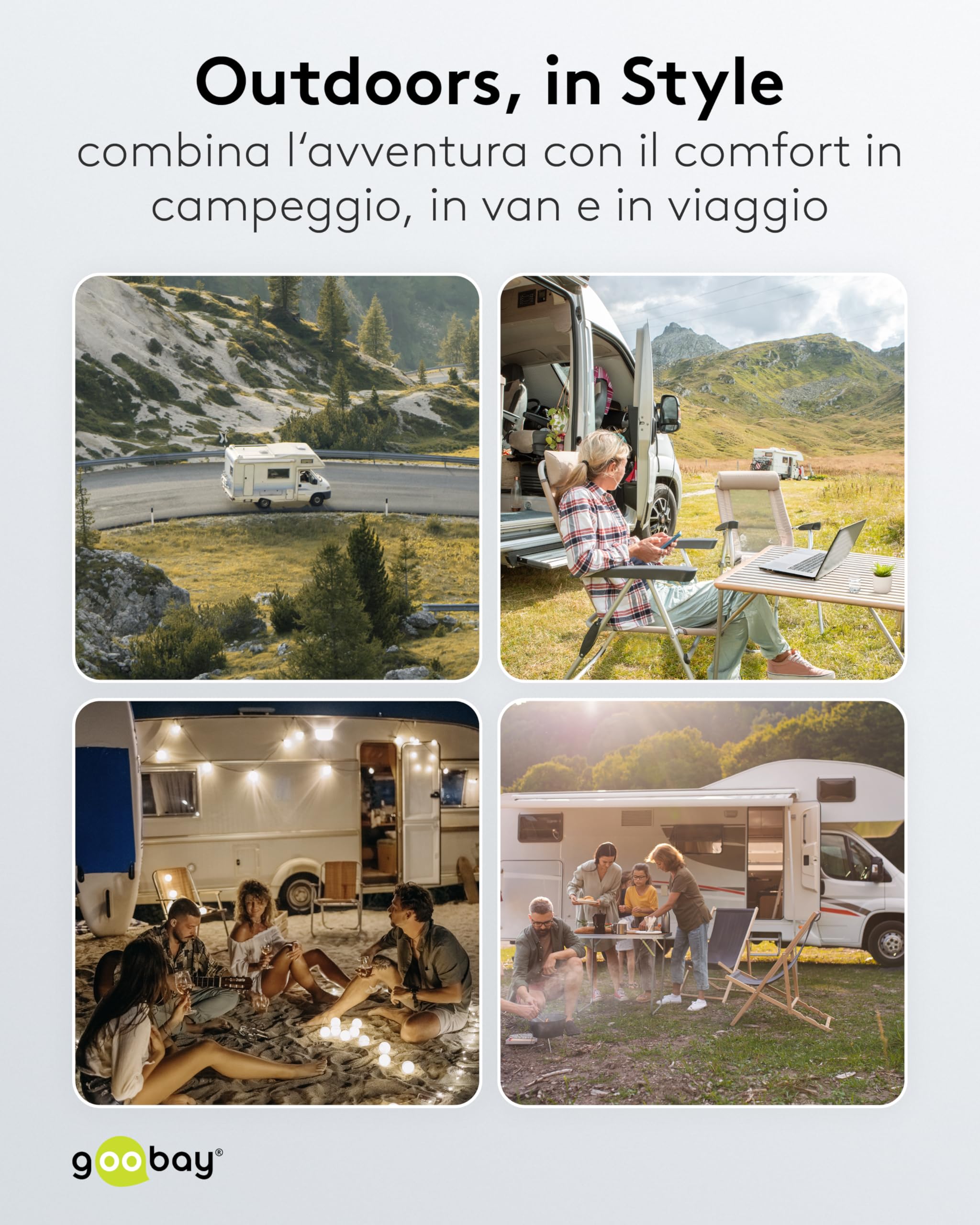 goobay Cavo adattatore CEE per caravan, 1,5 m, spina CEE a 1 presa CEE e 2 prese con contatto di protezione, IP 44, cavo da campeggio, camper e cantieri, 76231