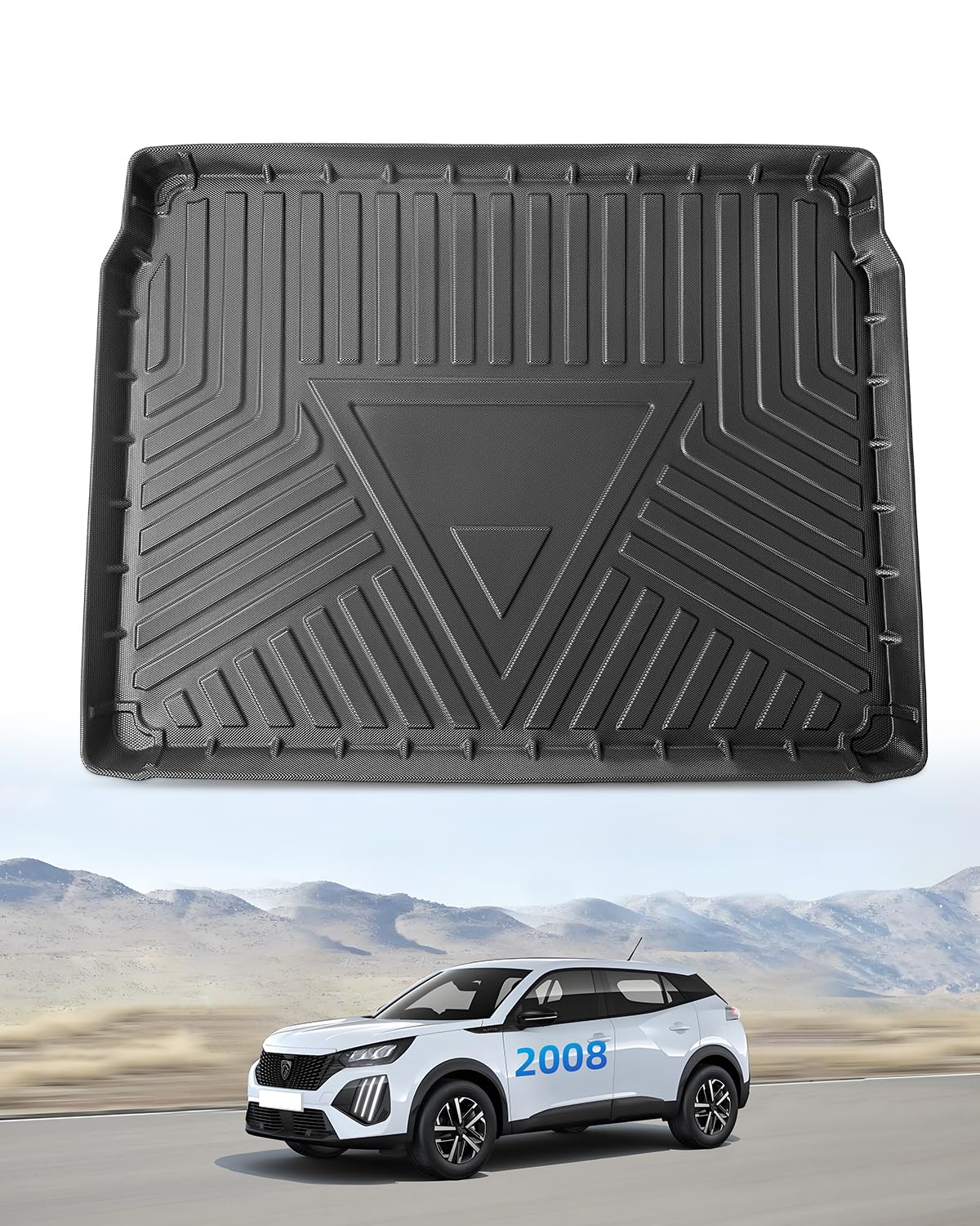 TPE Alfombrillas Maletero para Peugeot 2008 II 2020-2026 | Alfombras Maletero Originales, Protector Maletero Antideslizantes e Impermeables, Funda Maletero con Bordes Elevados