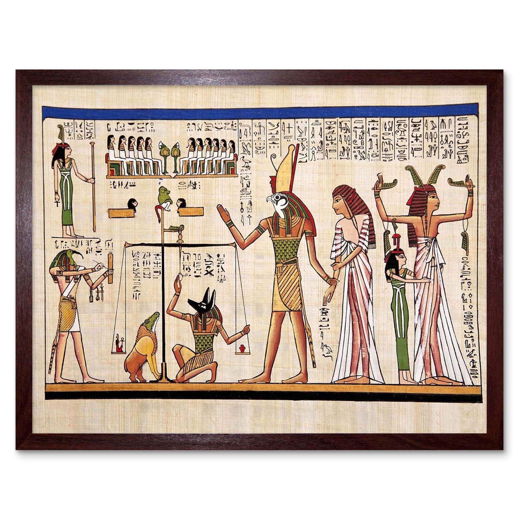 Wee Blue Coo Painting Ancient Egyptian Heiroglyphics Horus Thoth Anubis Mural Art Print Framed Poster Wall Decor 12X16 Inch