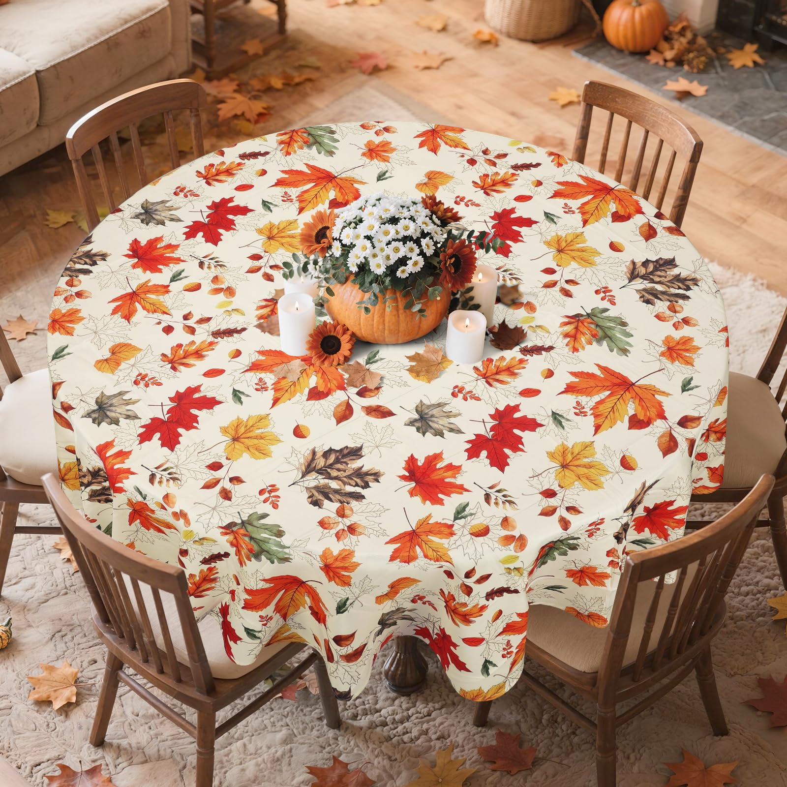 Arquiel Fall Maple Leaves Tablecloth, Rectangle Autumn Harvest Table Cloth Waterproof - Image 4