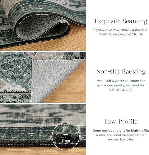 Miniatura 119 de Phantoscope Vintage Collection - Alfombra de área de 8 x 10 pies, alfombra grande para sala de estar, lavable, bohemio, antideslizante