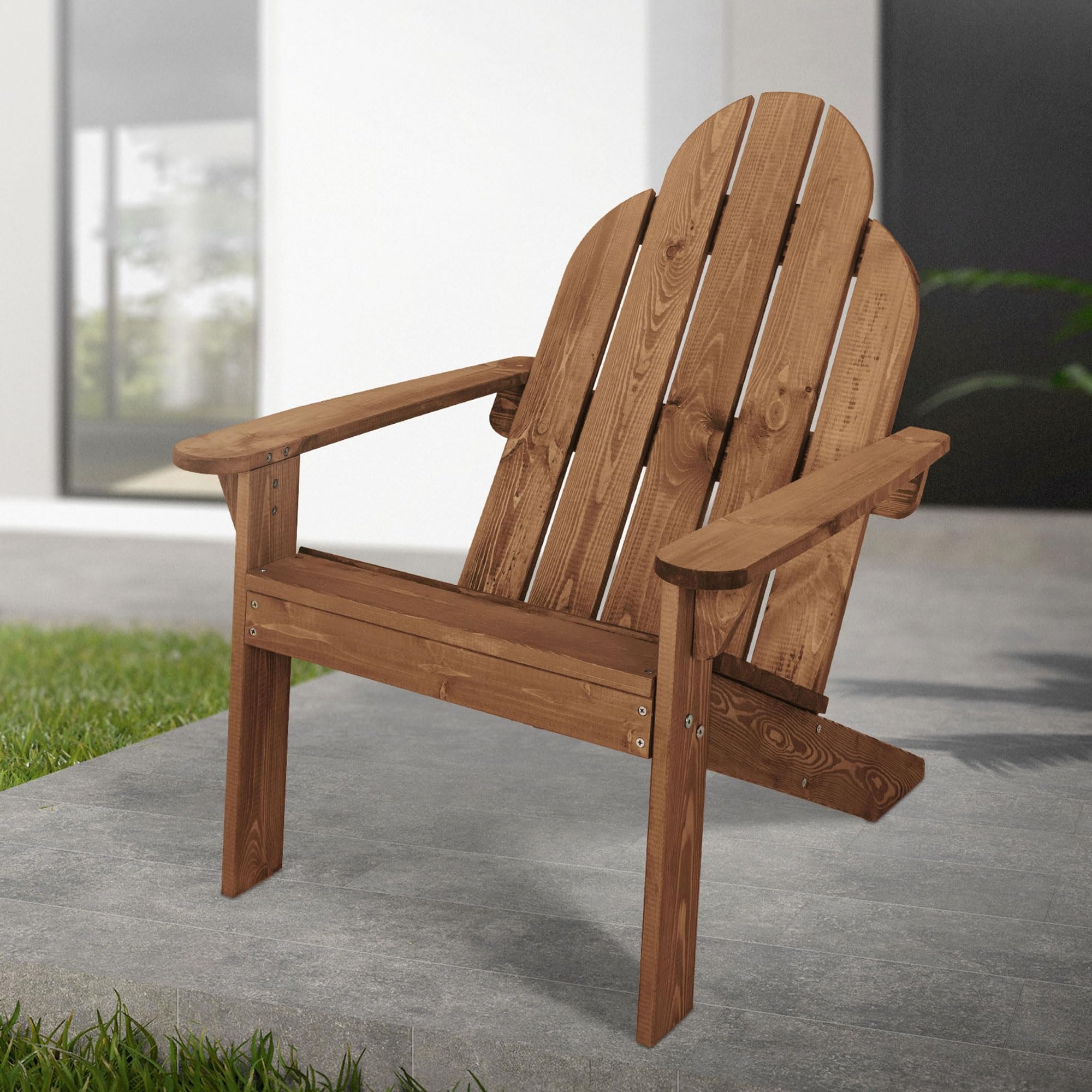 ECD Germany Sedia Adirondack in Legno Massiccio di Abete 92,5 x 70 x 89 cm Marrone Poltroncina da Giardino con Schienale e Braccioli Seduta Ergonomica Resistente alle Intemperie Costruzione Robusta