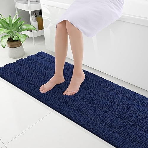 Miniatura 65 de Grandaily - Alfombras de baño de felpilla a rayas, extragruesas y absorbentes, antideslizantes, con fibras largas y suaves, lavables a máquina, para