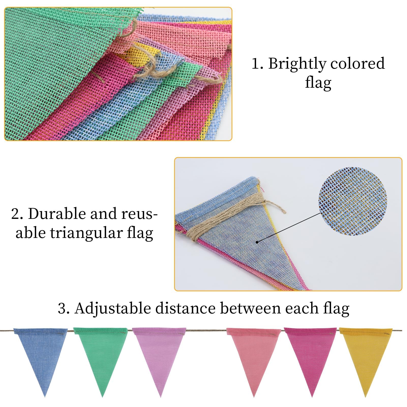 4 piezas–32M Banderines de tela pastel arco iris banderines al aire libre impermeable para cumpleaños, primavera, Pascua, aula, escuela, jardín, festival, carnaval, graduación, interior, guirnaldas