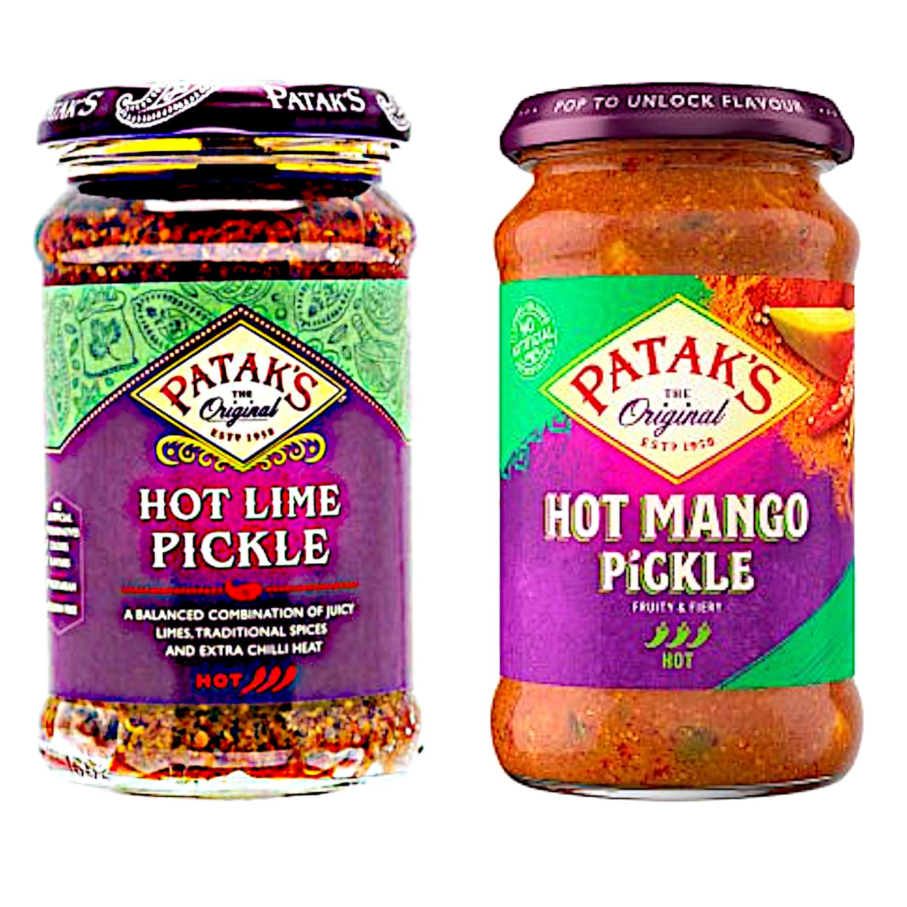 Spicy and Tangy Hot Pickle Bundle - with Hot Mango and Hot Lime Pickle - 2 x 283g Jars - Add a Kick to your Meals