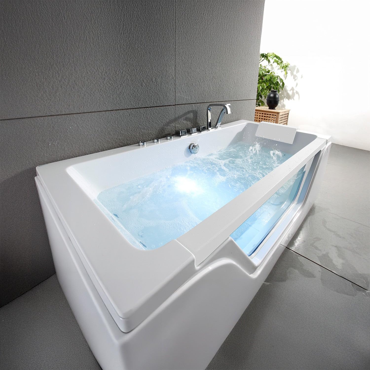 SPALINA Tahiti White Jets - Bañera de hidromasaje con Ojo de Buey L. 170 x l. 78 cm