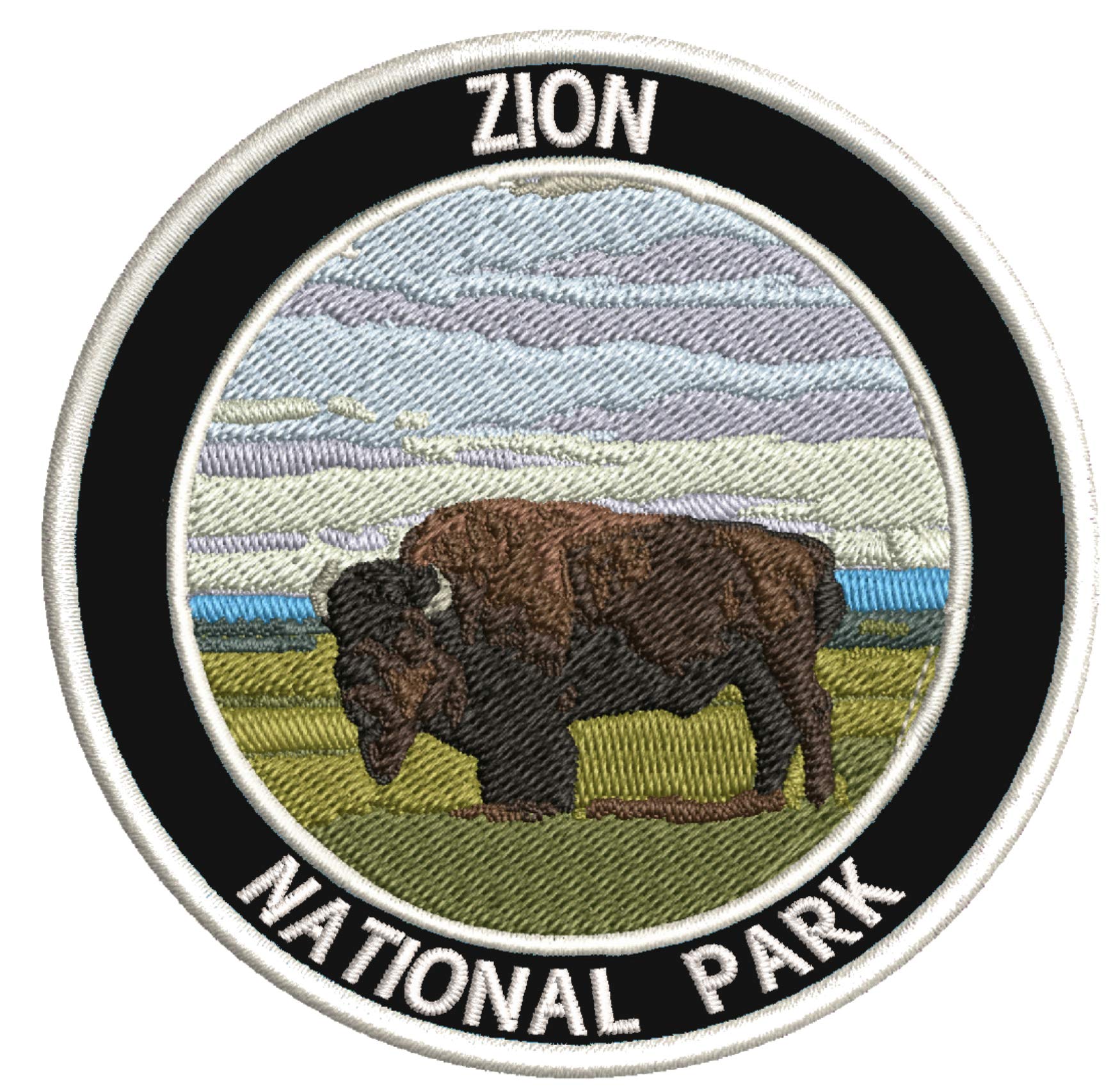Zion National Park 3" Embroidered Premium Patch Iron-On/Sew-on Decorative Vacation Souvenir Applique Mountain Moon Stars Bear Wolf Buffalo Wander Explore Nature Hike Trail River Cap Jacket Hat Gear