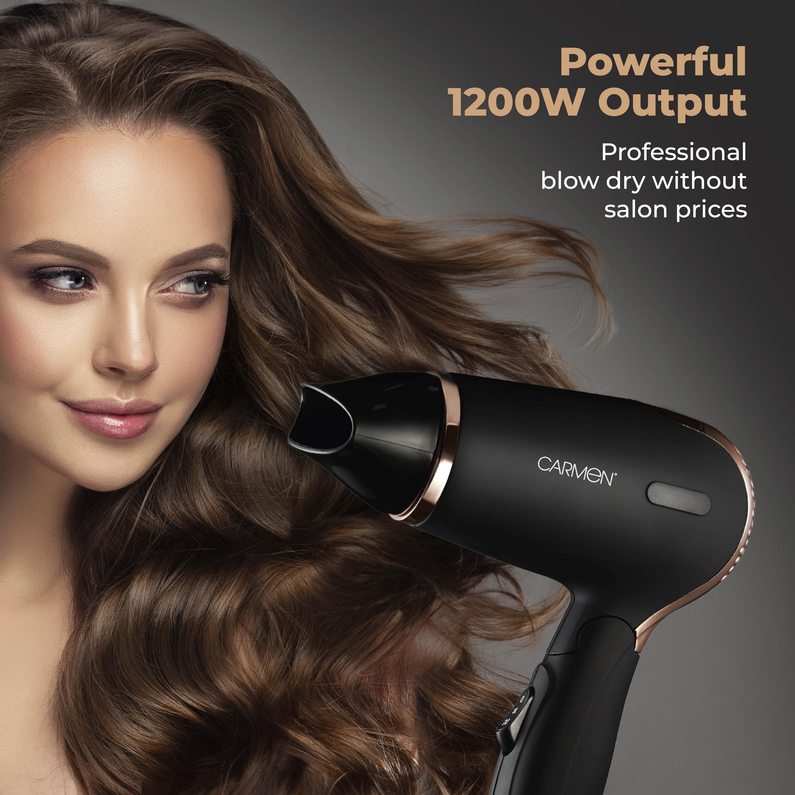 Carmennoir Lightweight Travel Hair Dryer With Concentrator Nozzle