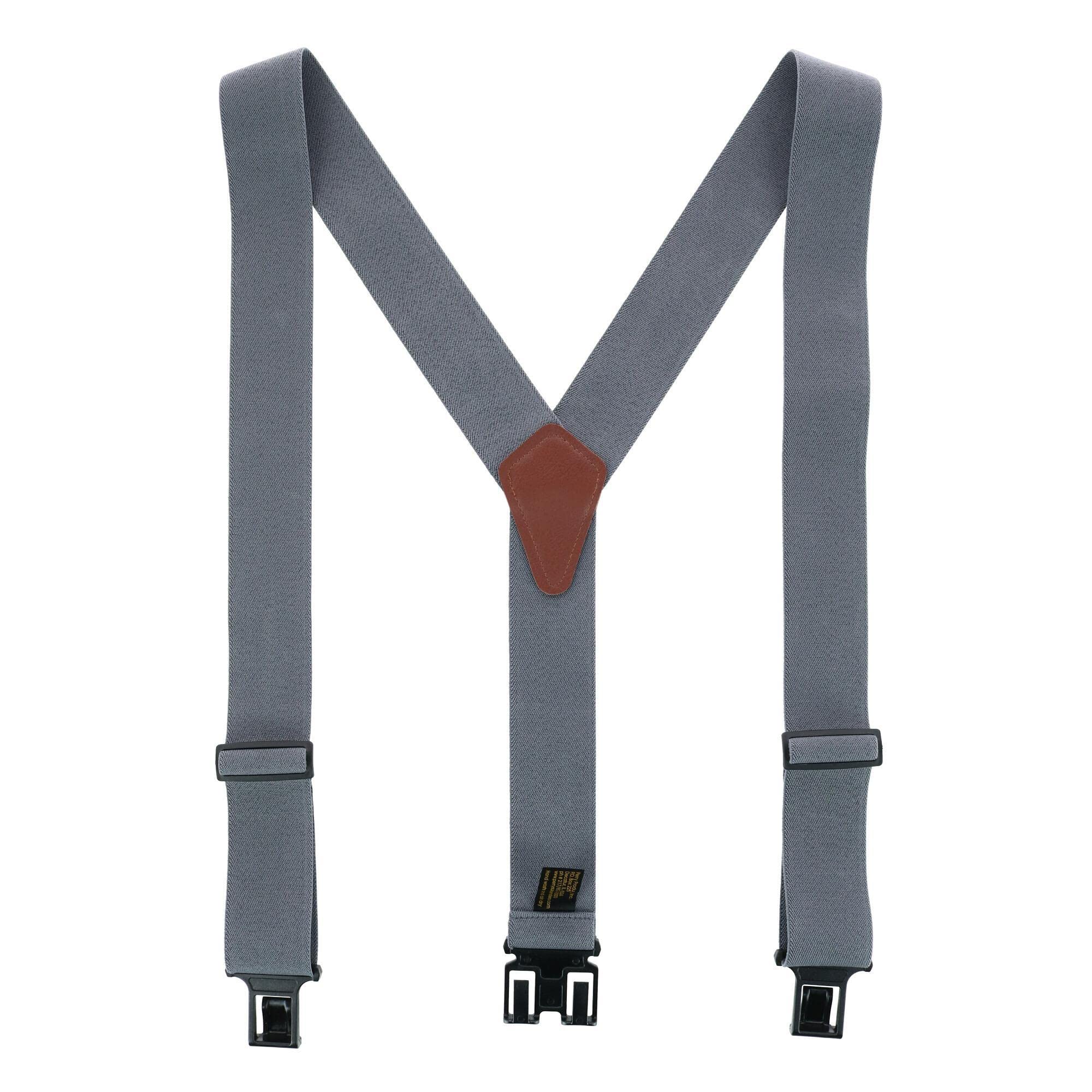 Perry Suspenders Men's Elastic 2 Inch Wide Hook End Suspenders (Tall Available), Tall, Grey