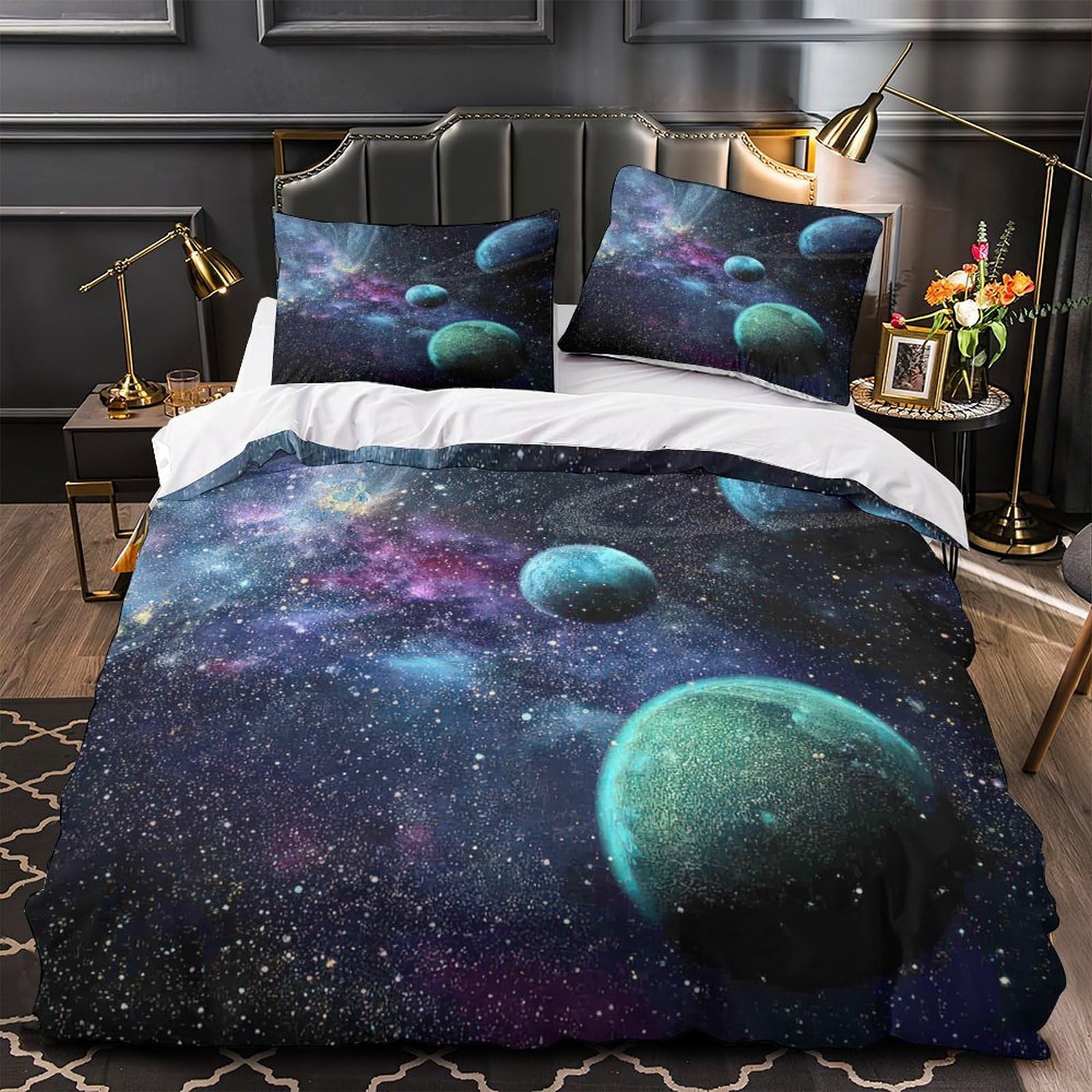 Housse de couette fantaisie spatiale 135x200cm confortable léger pour fille