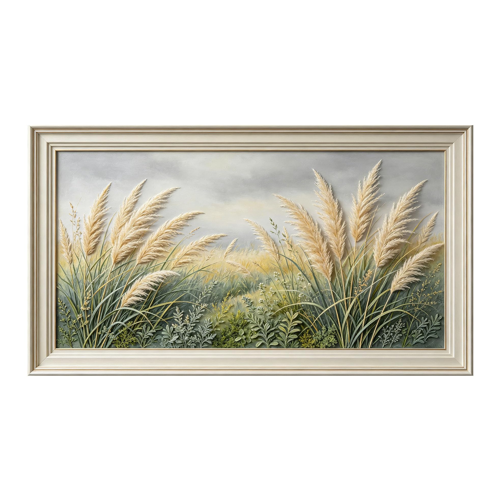 Murasolite 3D Framed Wall Art Pastoral Meadow Landscape Oil Painting SelfAdhesive Fabric Mural Wall Decor， Peel and Stick No Damage to Wall， AntiFall Safe Design for Bedroom Living Room