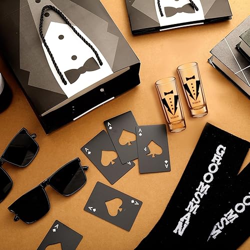 Miniatura 4 de Hoolerry Juego de 48 regalos para padrinos de boda, 8 padrinos de boda, incluye 8 gafas de sol, 8 cajas, 8 gorras, 8 tarjetas de hombre, 8