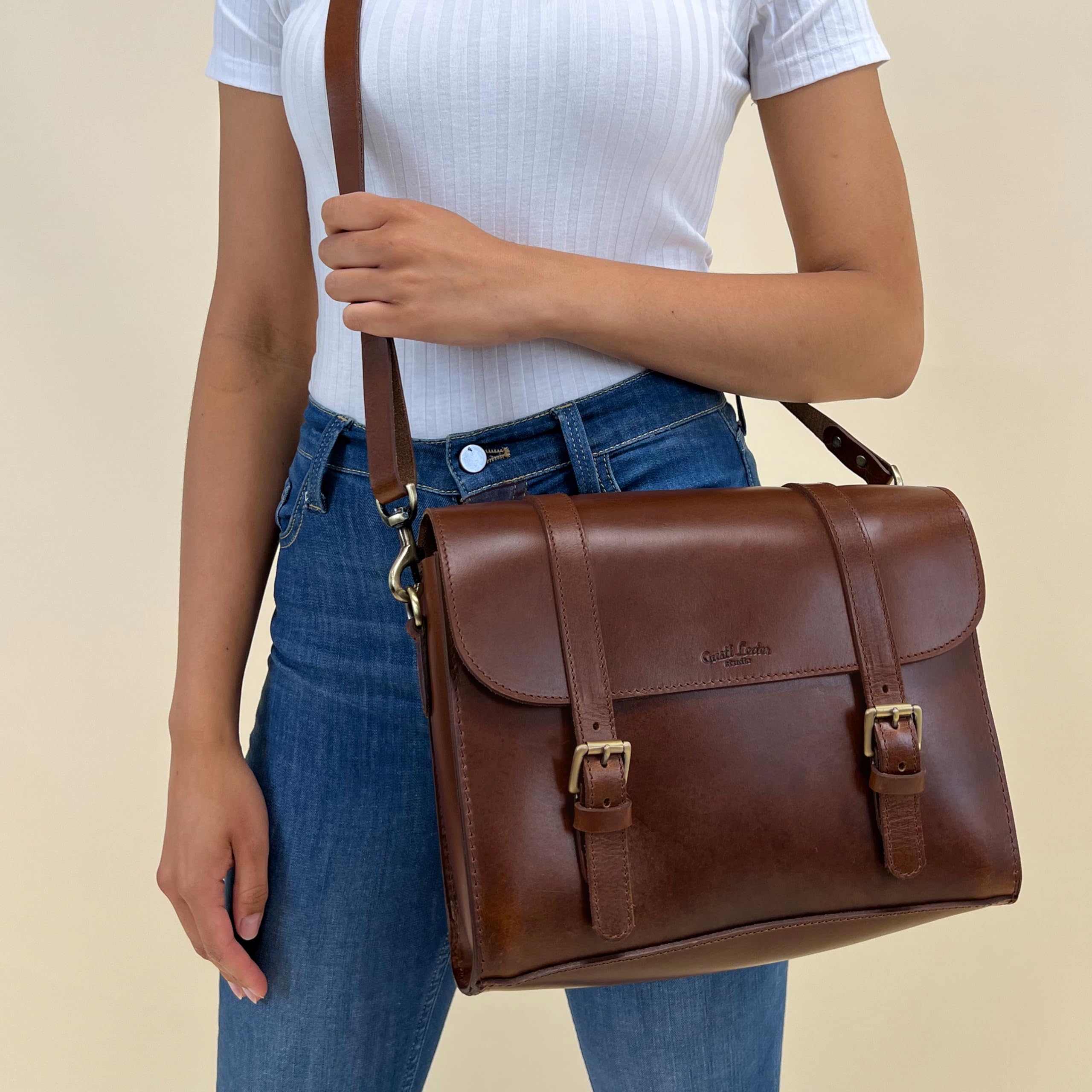 Gusti Lenkertasche Leder - Baden C. Umhängetasche Fahrradtasche Tasche Ledertasche Vintage Braun Leder
