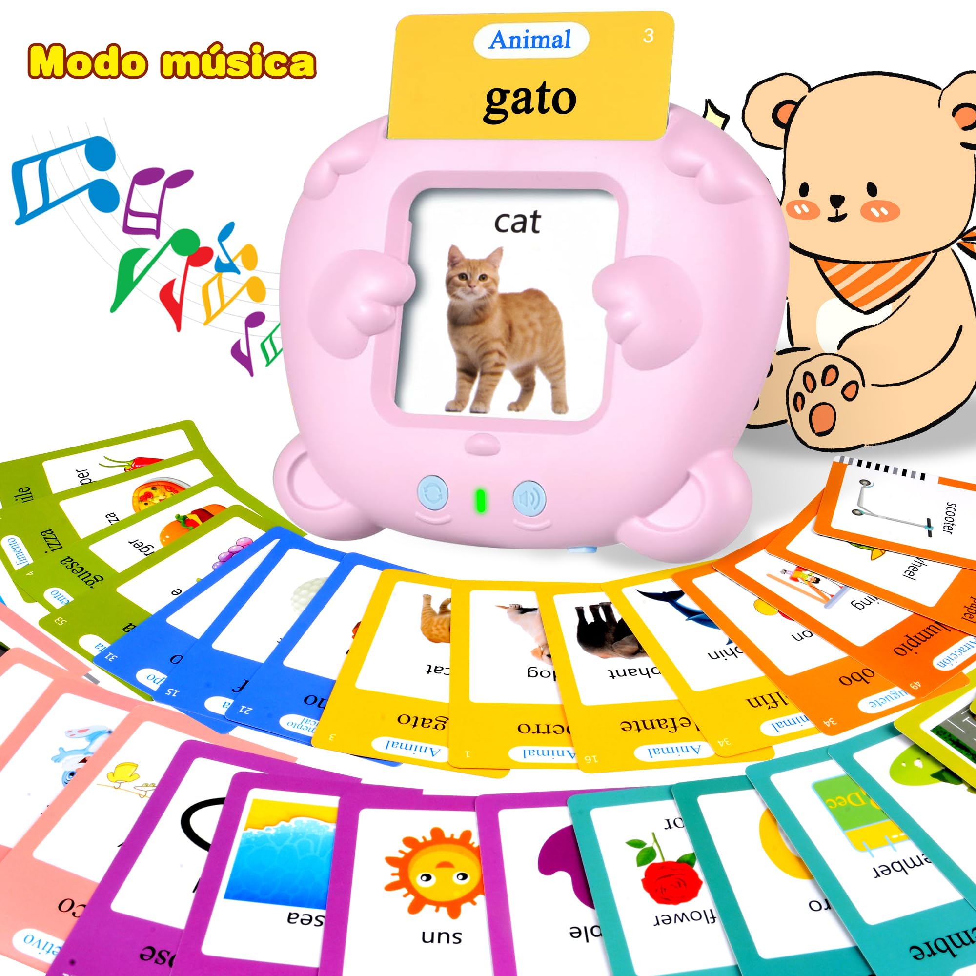 510 Cartes Flash parlantes pour Enfants Rose