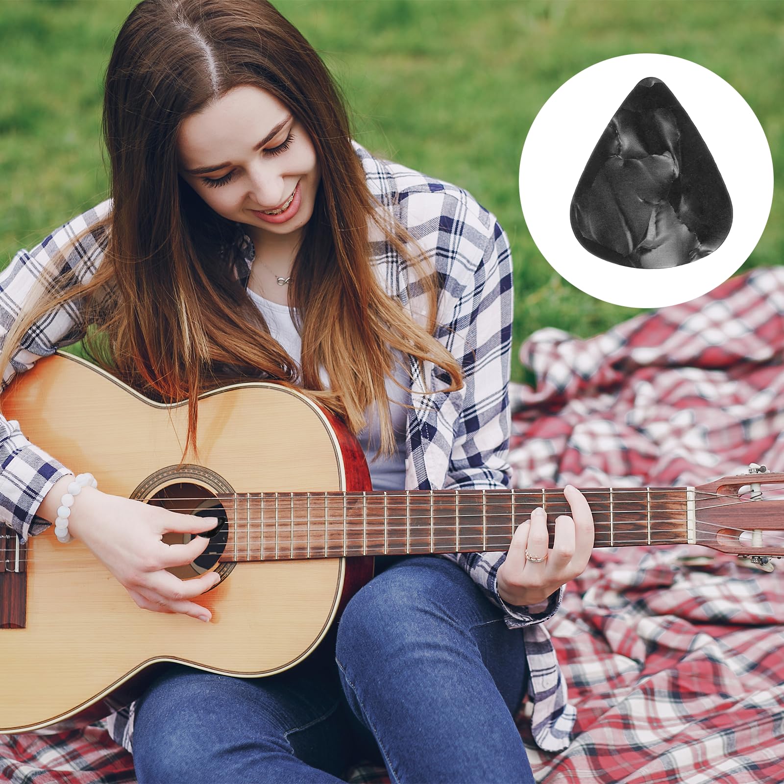 30 plettri neri per chitarra, in celluloide, per chitarra elettrica, acustica, basso (0,5 mm)
