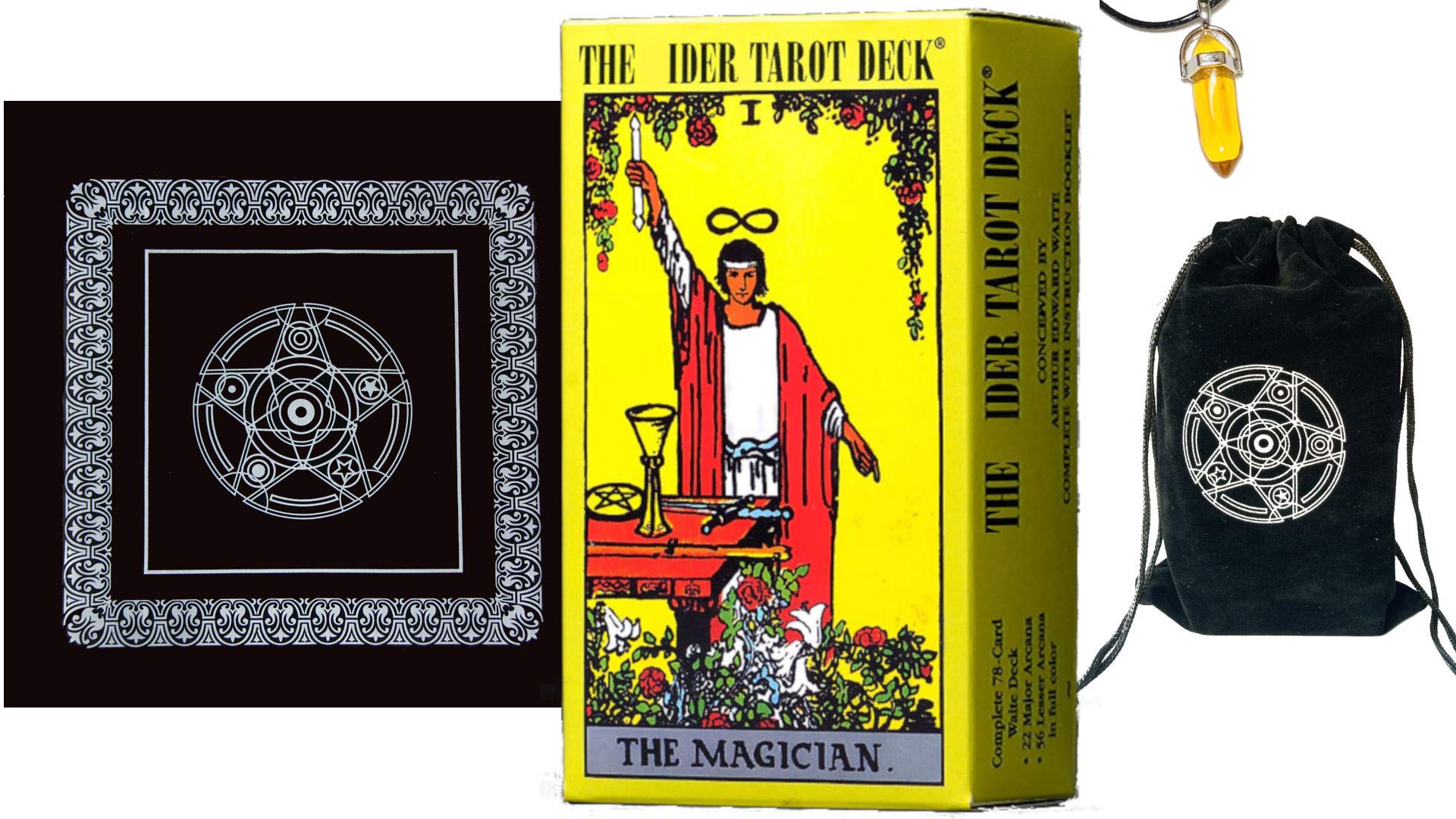 Rider Edition Tarot Card Deck with Tarot Tablecloth & Pouch Large Size 12cm x 7cm (Rider Weight Tarot Deck)