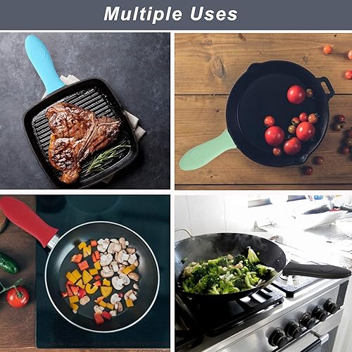 Miniatura 5 de Soporte de silicona para mango caliente, agarradera para sartenes de hierro fundido, funda de goma para mango de olla resistente al calor para