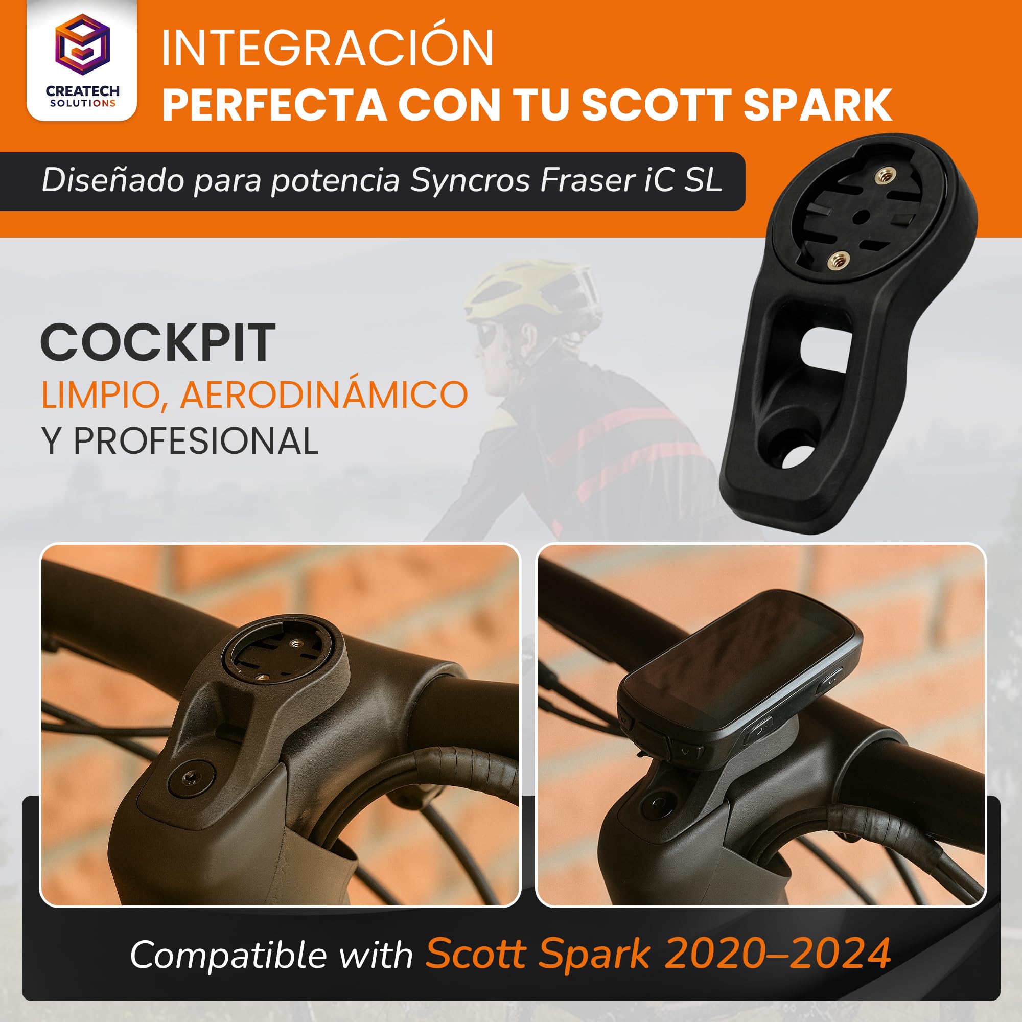 Supporto GPS per potenza Scott Spark 2020/21/22/23/24 Compatibile con GRM/Supporto Manubrio per Potenza SYNCROS Fraser IC SL/Rack per Ciclocomputer 0º Gradi