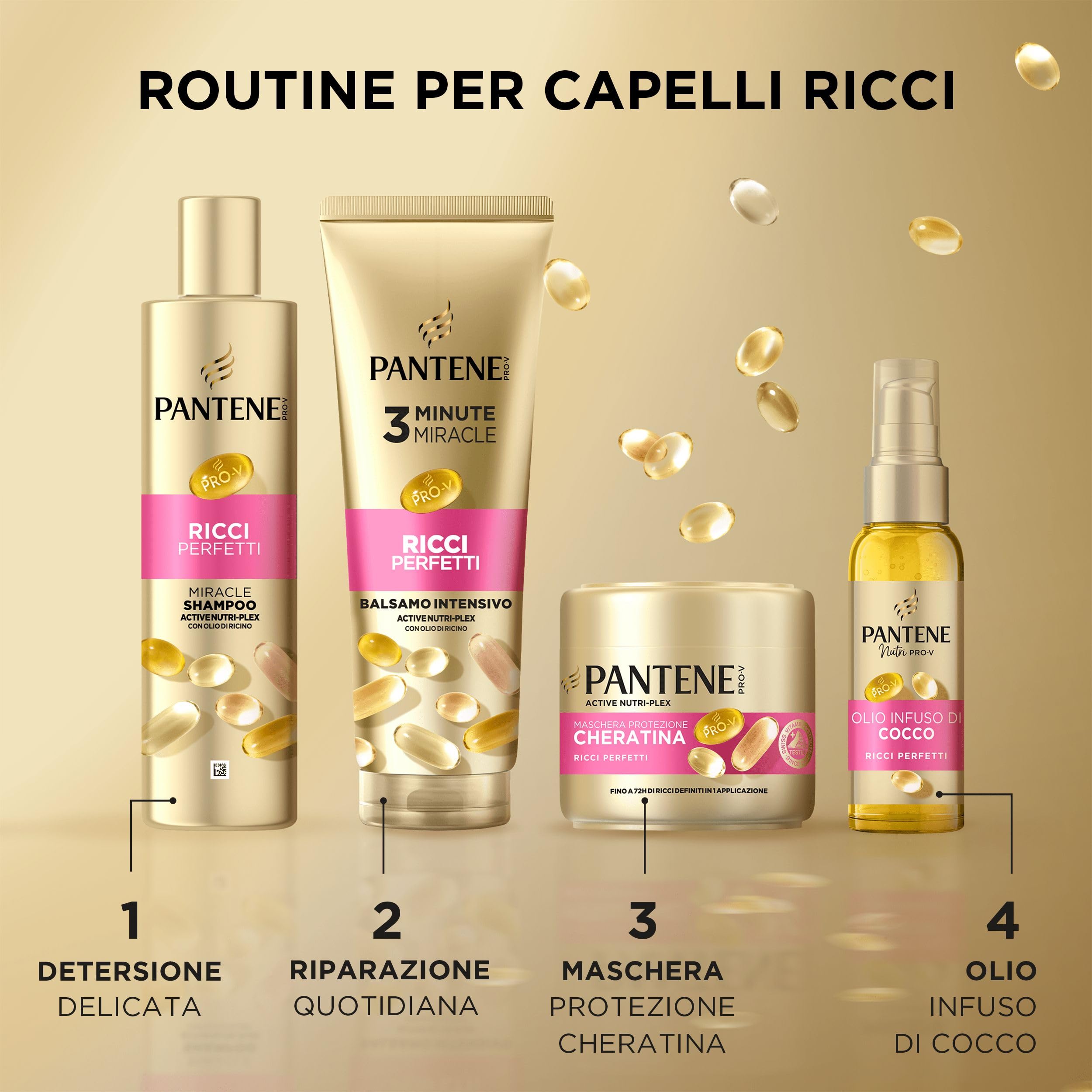 Pantene Shampoo Miracles Ricci Perfetti Set Regalo: Shampoo 250ml+Balsamo Intensivo 200ml+Maschera 300ml