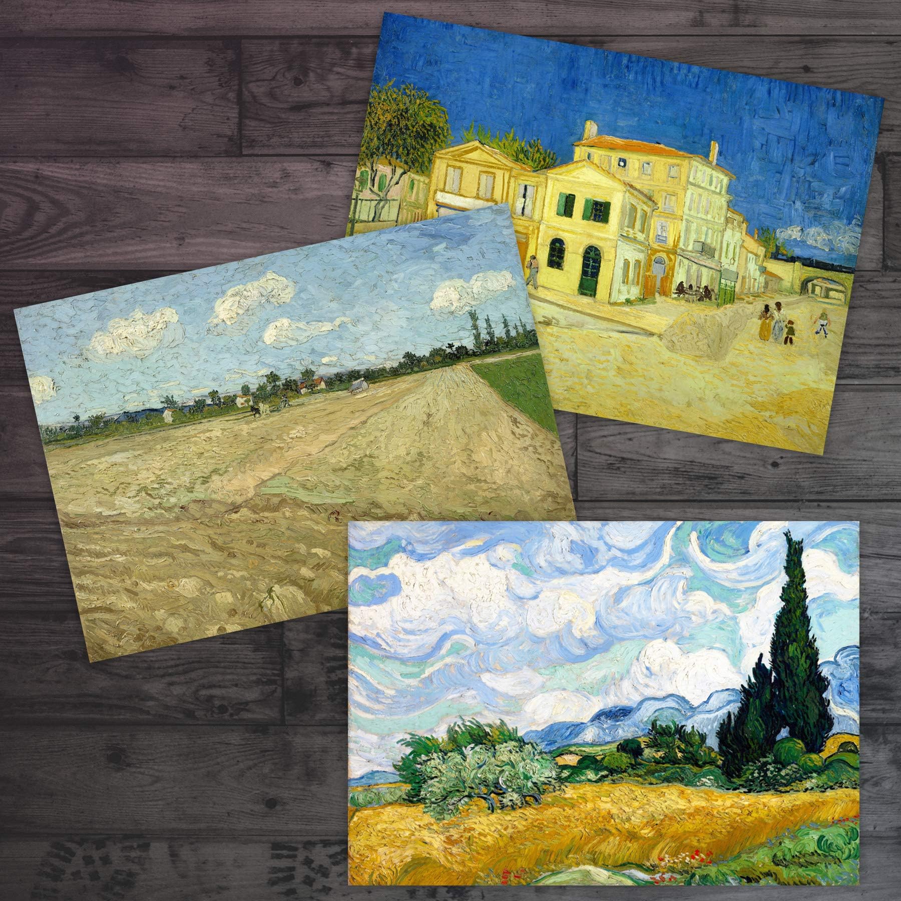 Artery8 Vincent Van Gogh Geploegde Yellow House Wheatfield Cypresses Starry Night Fine Art Greeting Card Pack of 6 - Image 3