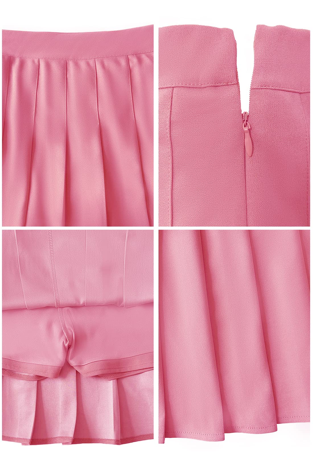 HERBATOMIA Damen-Tennisrock, plissiert, Mini-Schuluniform, hohe Taille, dehnbares Futter, Shorts, einfarbig, Röcke für Frauen