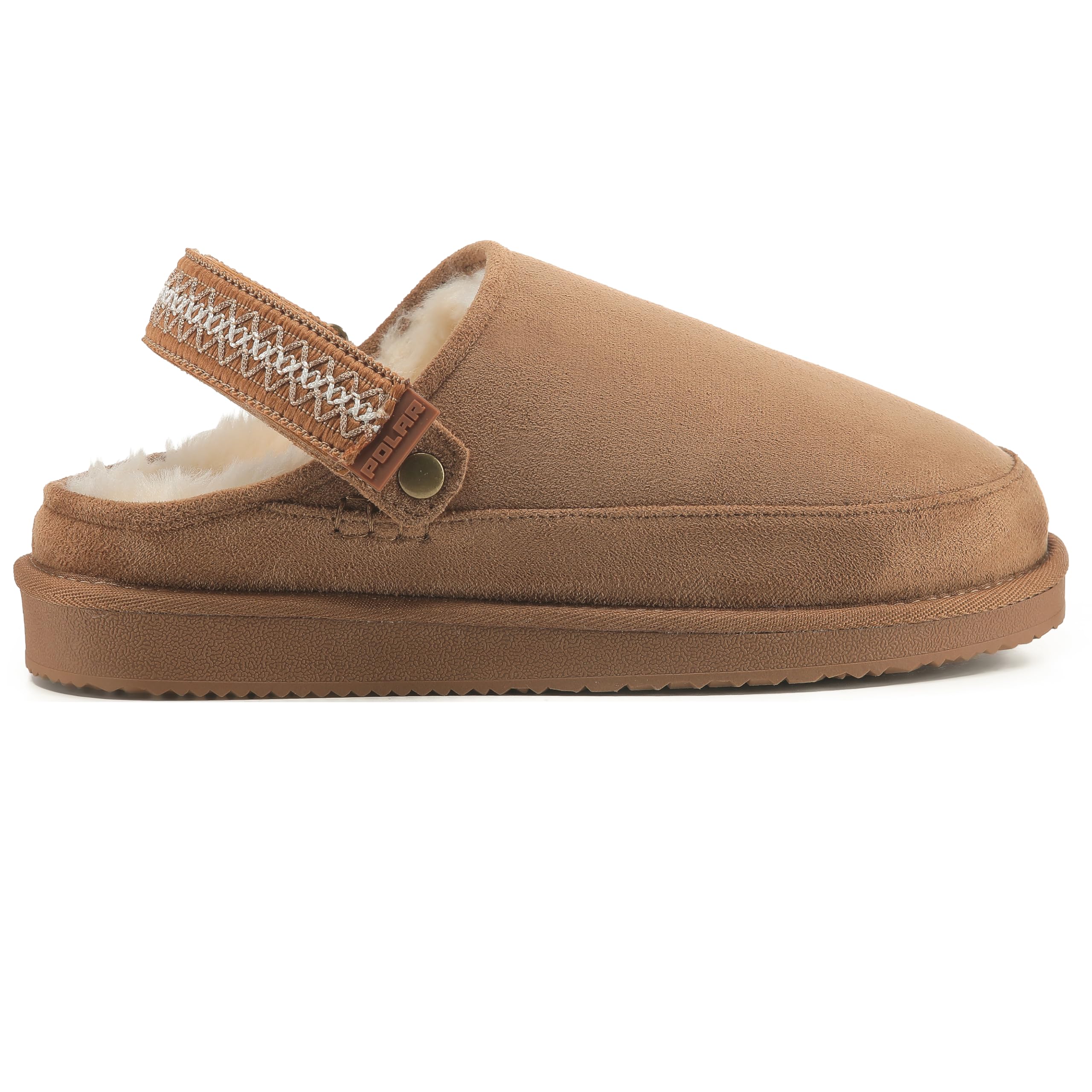 POLAR Women’s Suede Comfort Faux Fur Clogs – Breathable Slip-On with Adjustable Strap & Lightweight Durable Sole – Casual Everyday Footwear for Home,
