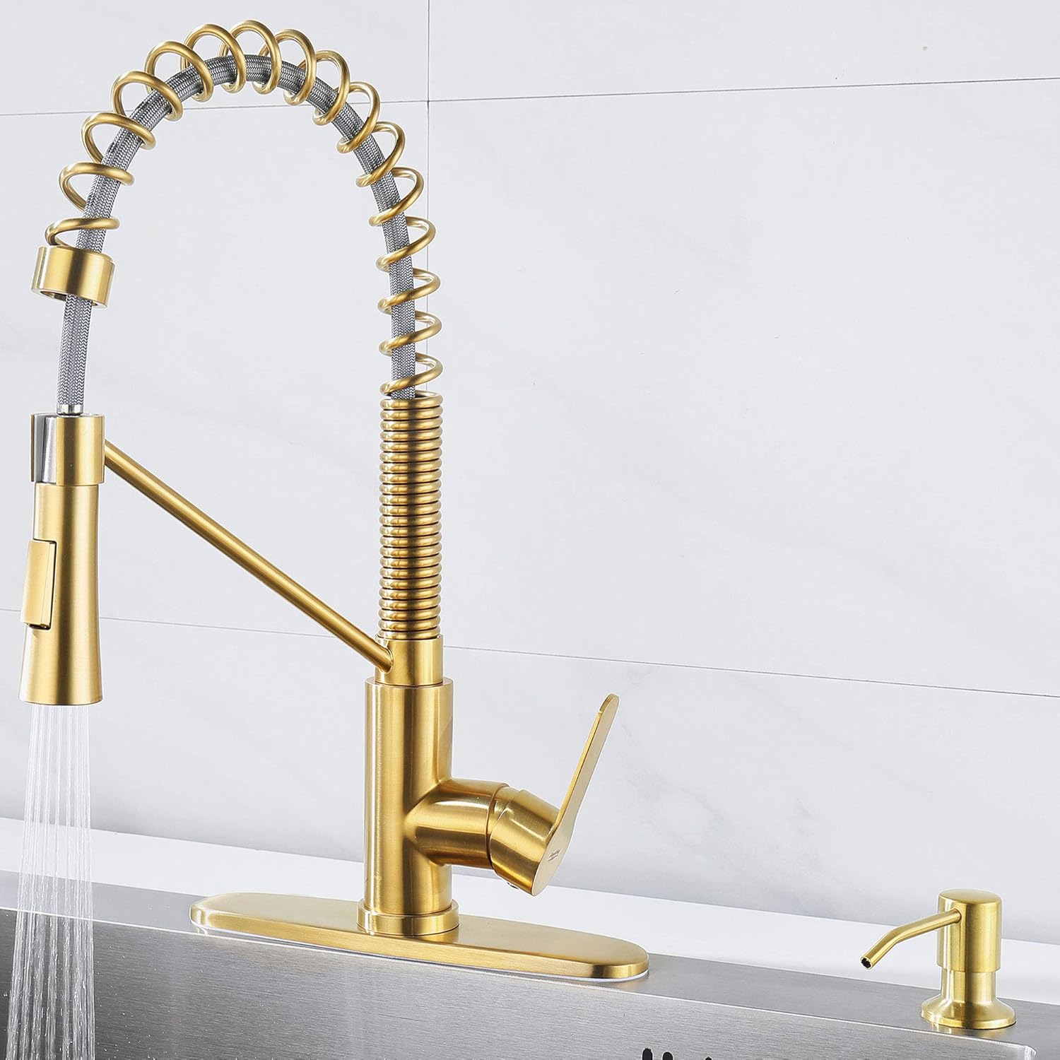 AMAZING FORCE Gold Kitchen Faucet with Soap Dispenser