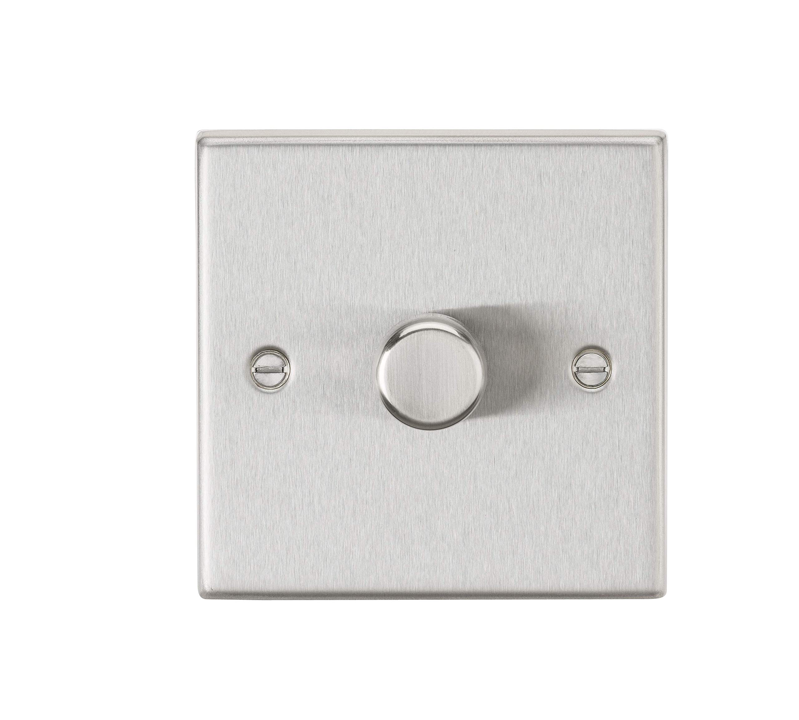 Knightsbridge Brushed Chrome Cs2181bc 1G 2 Way 10-200W (5-150W Led) Trailing Edge Dimmer - Square Edge