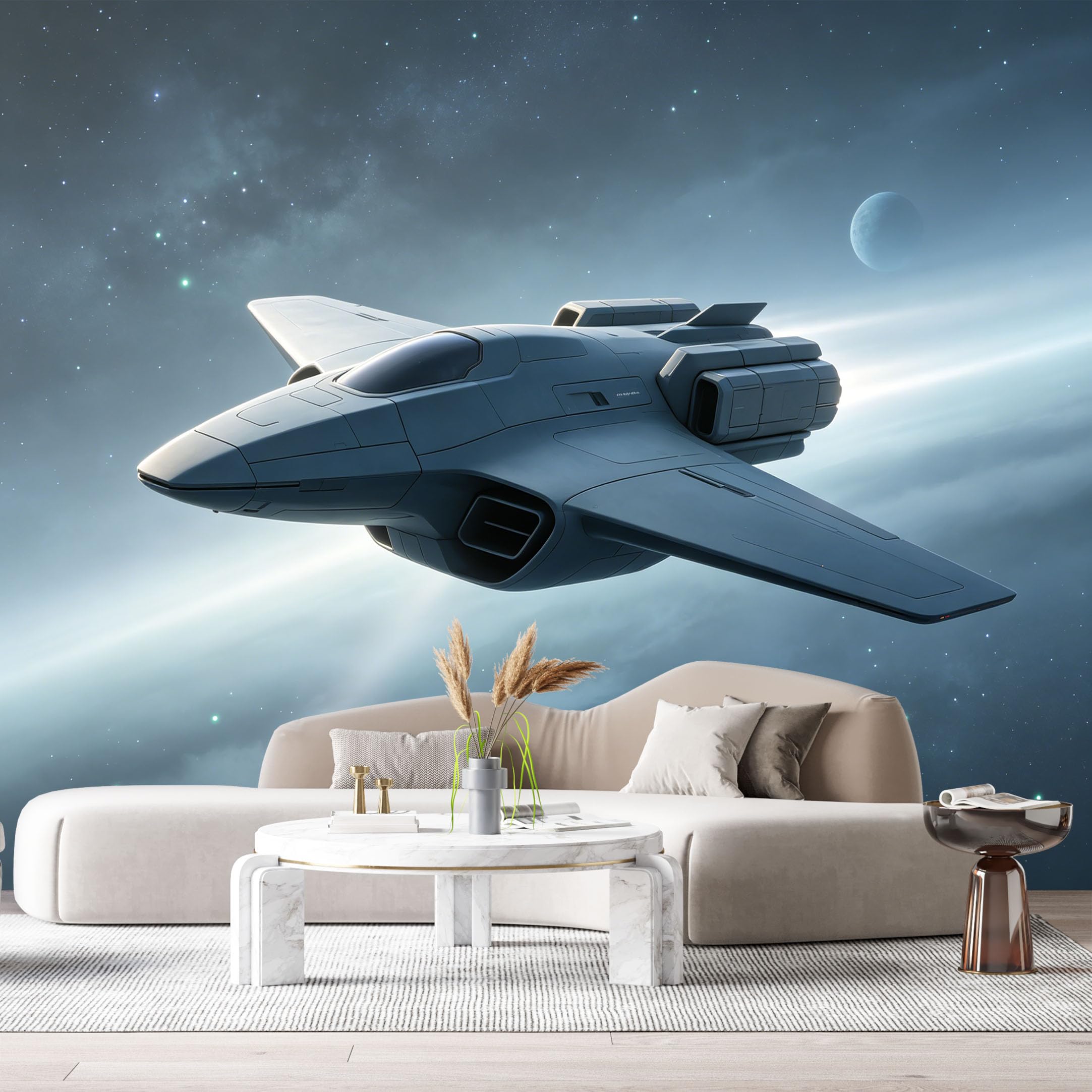 Custom Size Wall Mural Futuristic Spacecraft Spaceship SciFi Flight Universe Scene 3D Realistic Space Travel SelfAdhesive Art Prints Removable Large Wallpaper Esports Room Game Room Studio