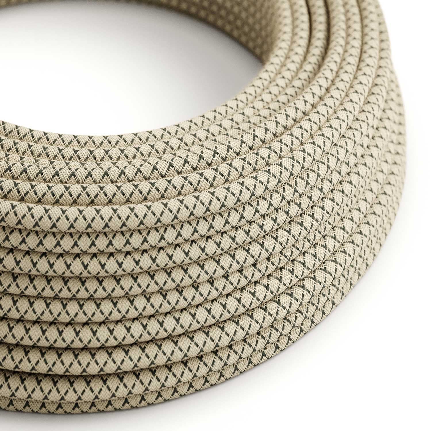 Creative Cables Textilkabel Rund – 5 Meter, Honig-anthrazit Bifarbig, 2x0.75 Mm², Aus Baumwolle