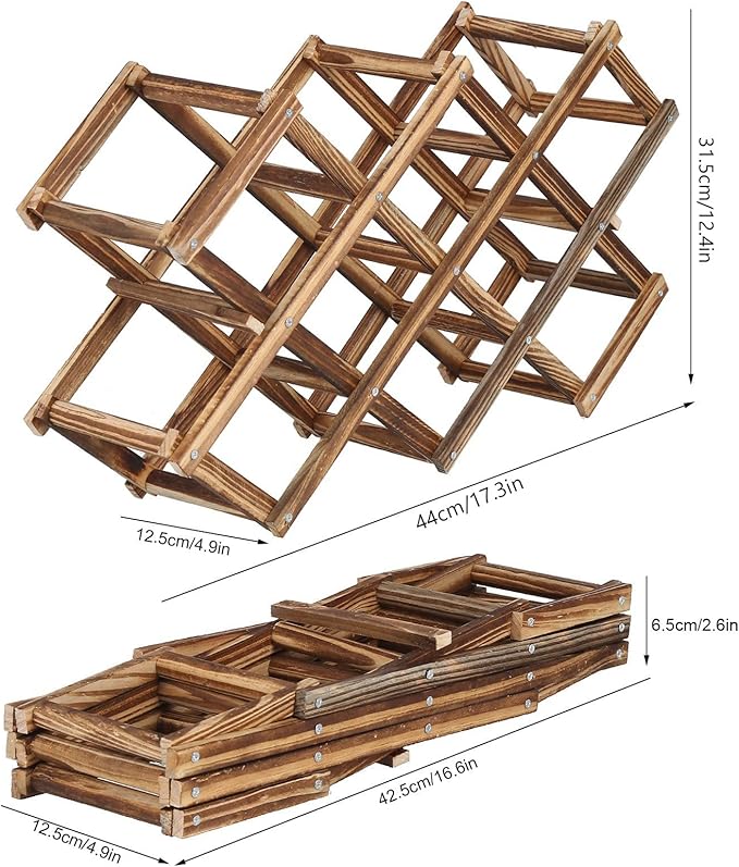 Soporte para Botellas de Vino Plegable de Madera, 8 Espacios miniatura 2