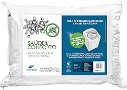 Travesseiro Saúde e Conforto Íons de prata - Anti bactericida - Fibra integralmente lavável - P/ fronhas 50x70 cm - Fibrasca, Branco
