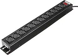 Filtro De Linha Force Line 1,5 Metros Bivolt 12 Tomadas Regua Extensora Rack Padrao, 0091000001, Preto