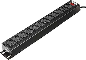 Filtro De Linha Force Line 1,5 Metros Bivolt 12 Tomadas Regua Extensora Rack Padrao, 0091000001, Preto