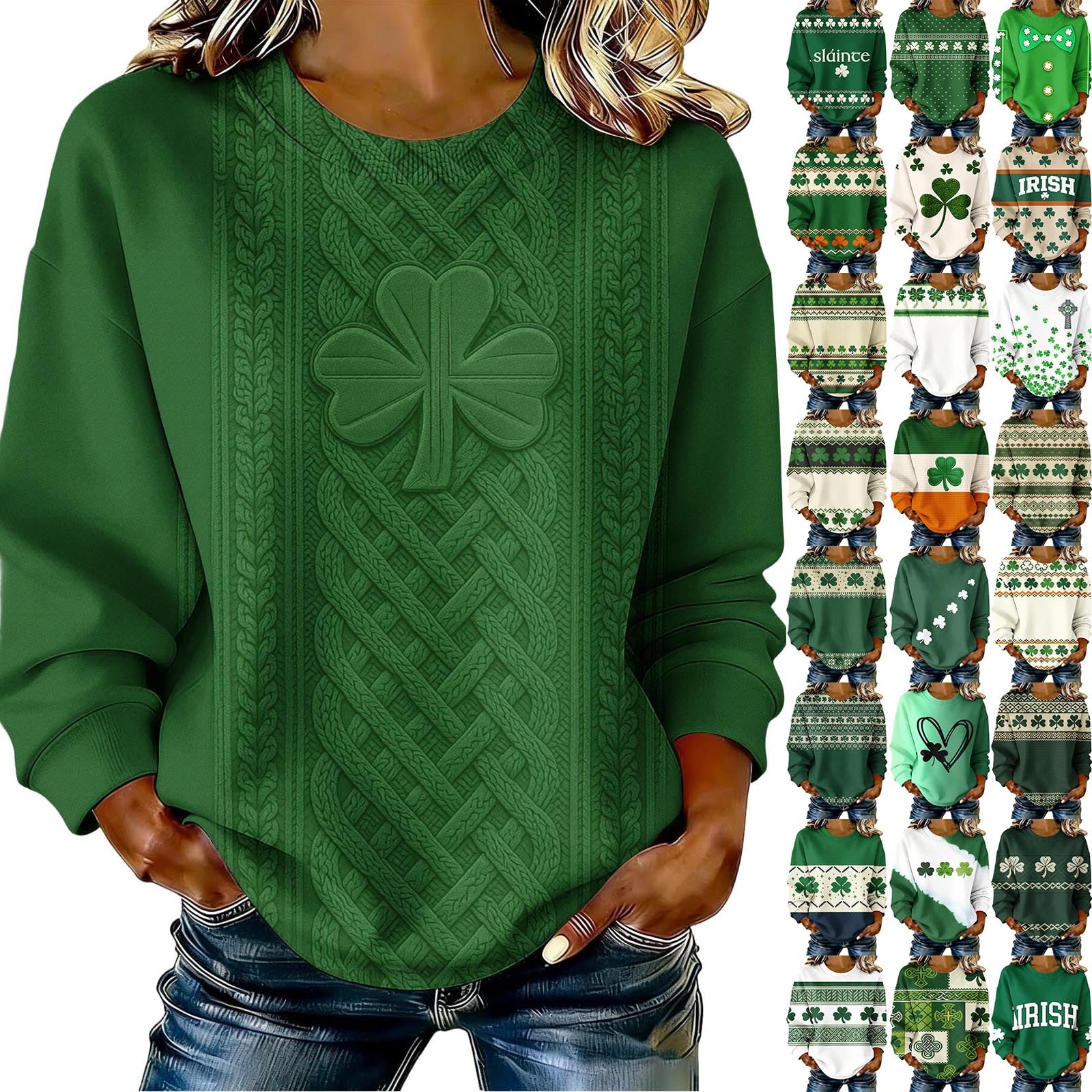 St Patricks Day Shirt Women Funny Shamrock Cute Printed Sweatshirt St. Patrick's Day Casual Long Sleeve Top Clothes