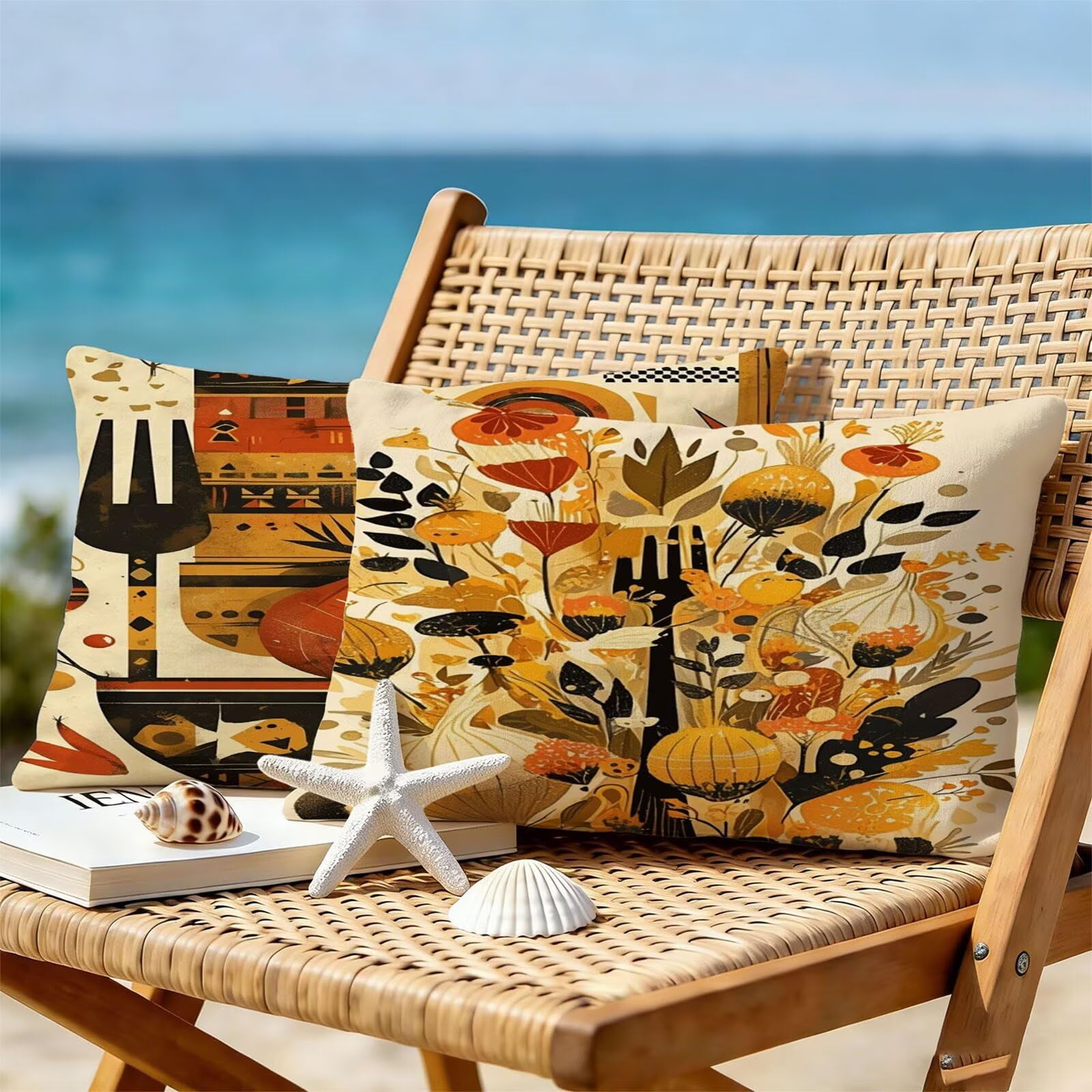 Générique Housse Coussin Exterieur Impermeable 30x50cm Beige Décoratif Taie d'oreiller Decoration Botanique Housse de Coussin Exterieur Impermeable pour Salon de Jardin Lot 2. T-2069