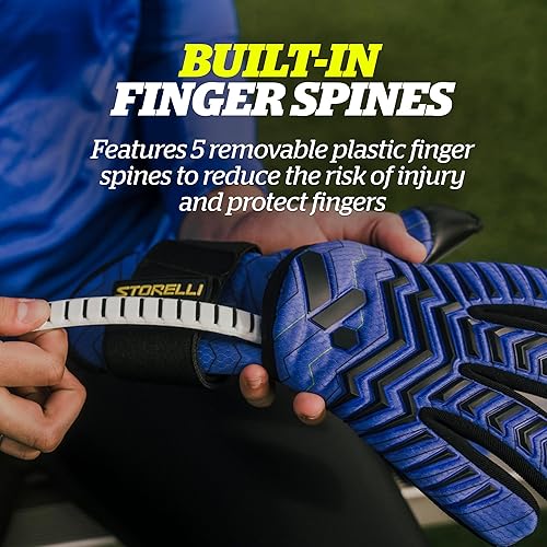 Miniatura 5 de Storelli Guantes de portero eléctricos, guantes de portero de fútbol para jóvenes y adultos, corte negativo, látex de alta calidad con lomo