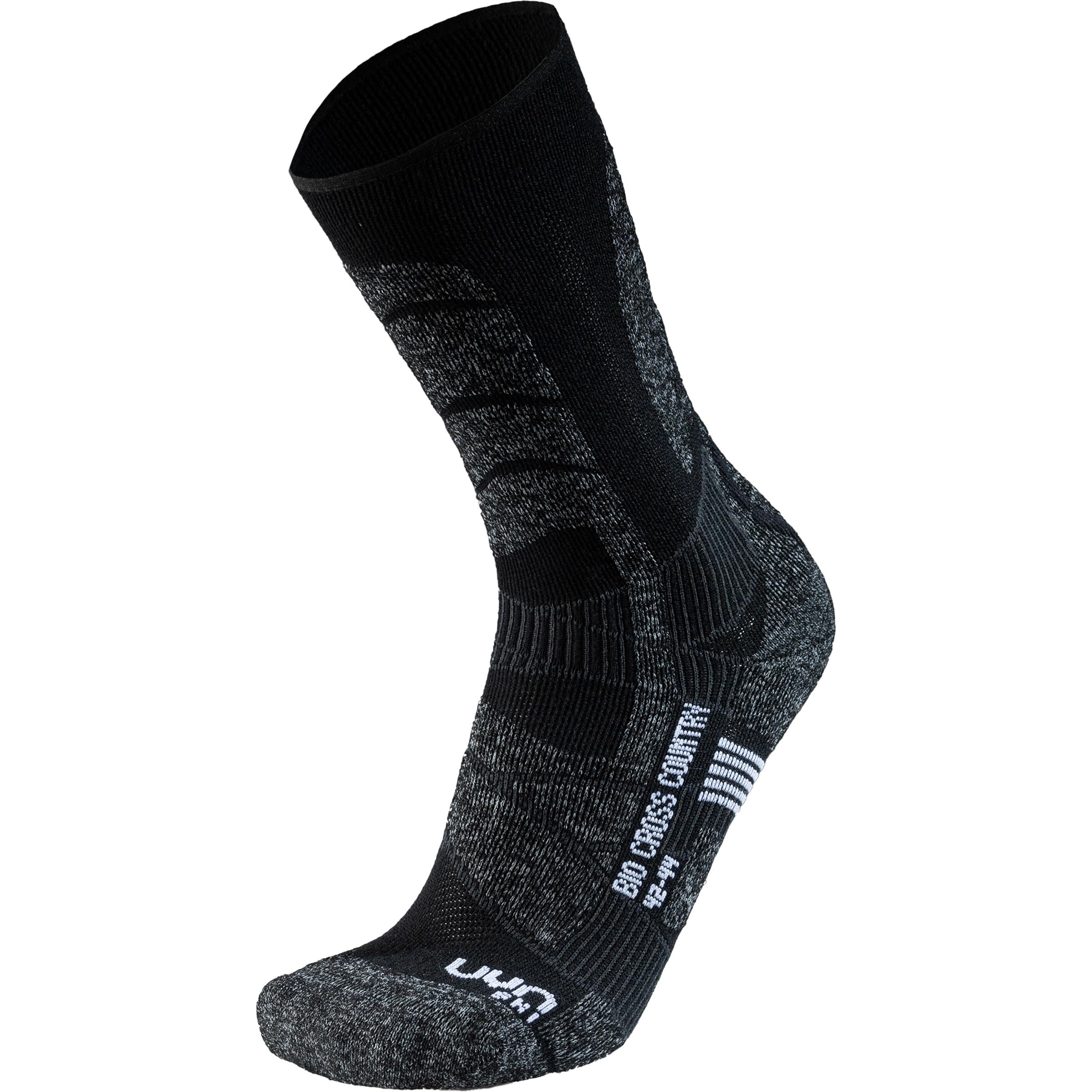 UYN Women's Ski Cross Country One Organic Socks, Black-Anthracite, 39|40
