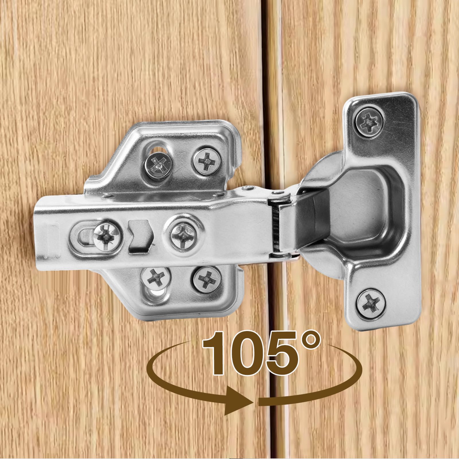 Oderra Cerniere per Ante Cucina con Chiusura Automatica e Ammortizzatore Idraulico, 2 Pezzi, 105 Gradi, per Mobili/Armadio, Facile Installazione, Cerniere a Scomparsa per Porte