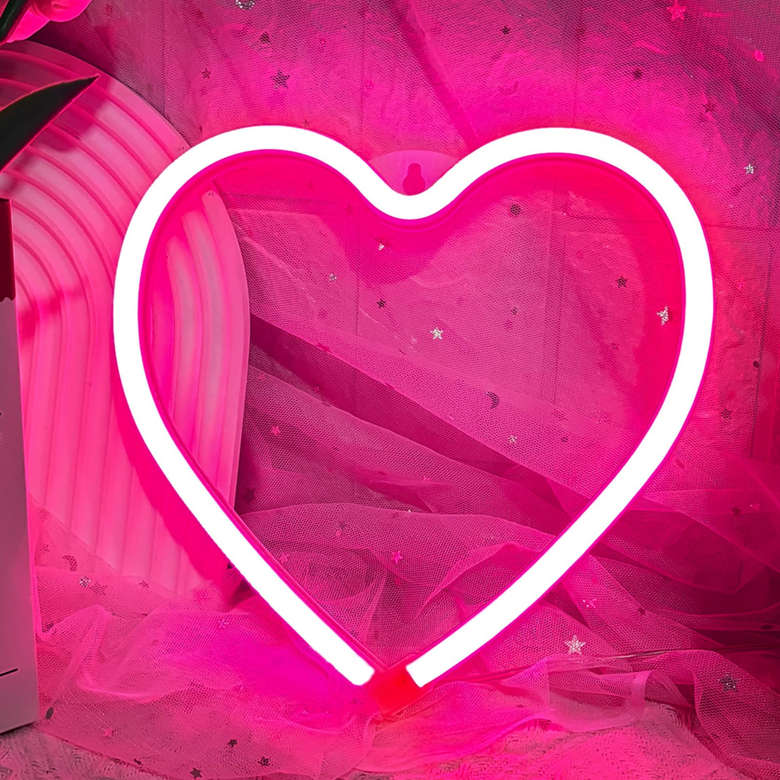 Weeddy Girls Small Heart Pink Heart Neon Sign Love Shape Neon Lights For Wall Decor